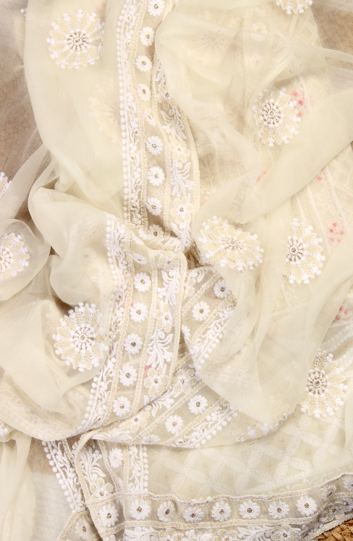 Cream Designer Georgette Salwar Kameez with Chiffon Dupatta - 999-20062