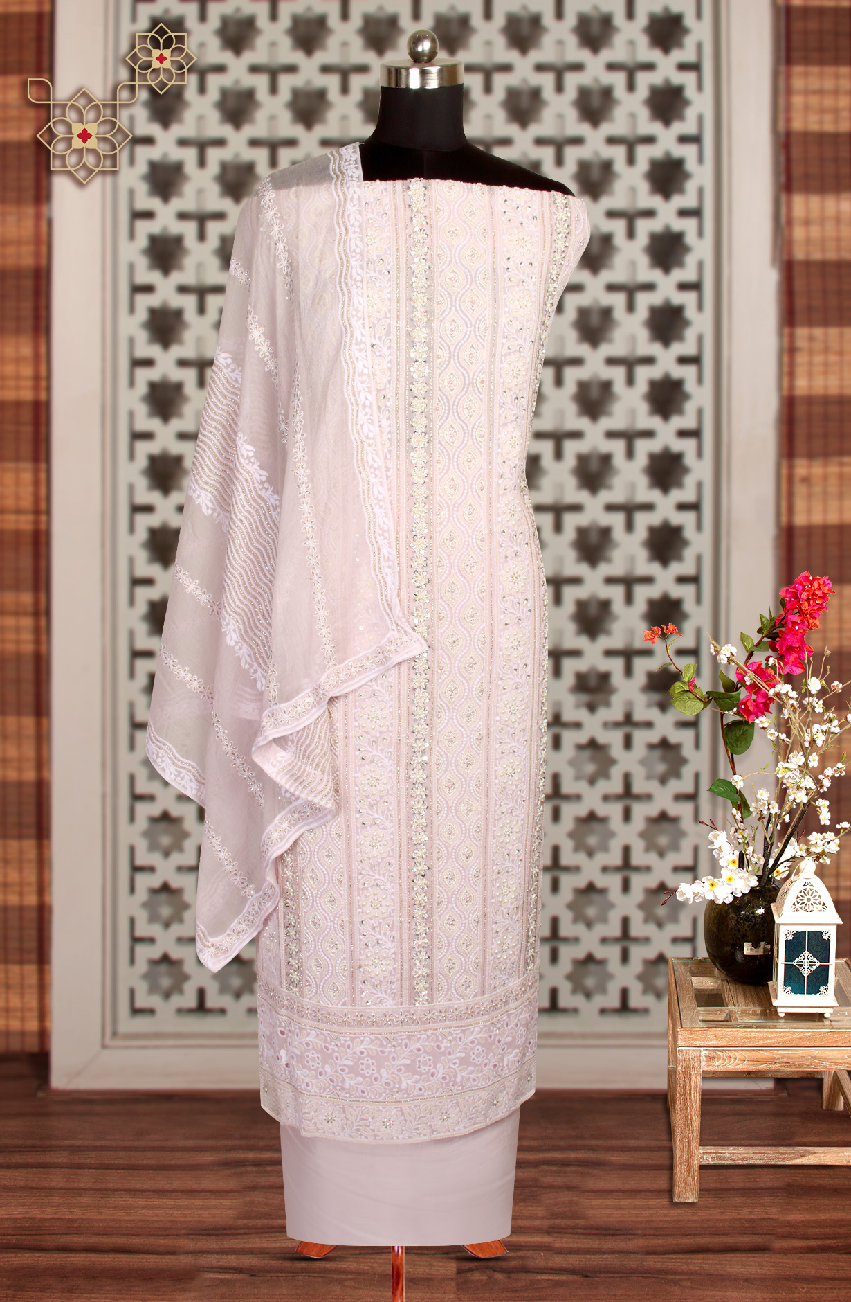 Lavender Designer Georgette Salwar Kameez with Chiffon Dupatta - 999-21078