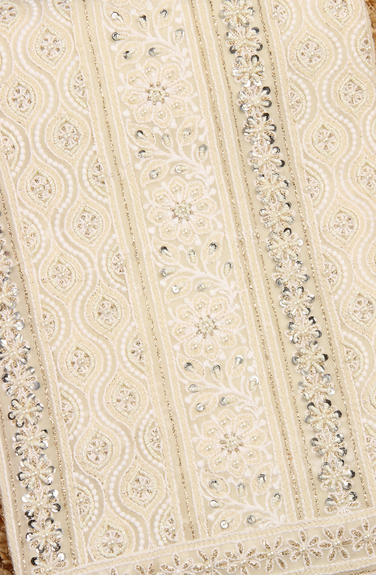 Cream Designer Georgette Salwar Kameez with Chiffon Dupatta - 999-21078A