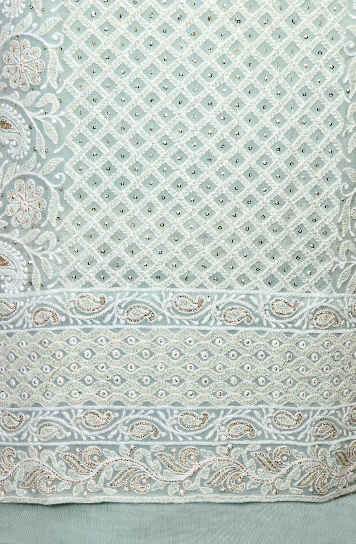 Sea Green Designer Georgette Salwar Kameez with Chiffon Dupatta - 999-22026-1B