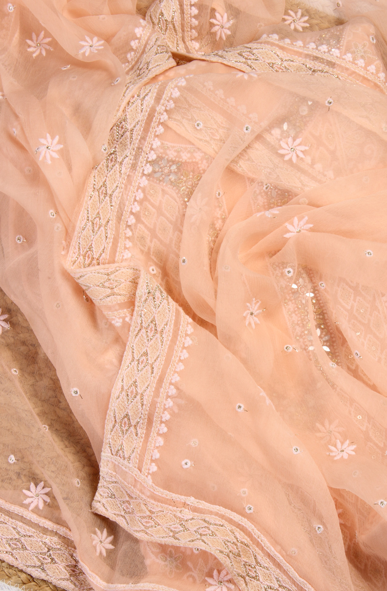Peach Designer Georgette Salwar Kameez with Chiffon Dupatta - 999-22029-1D