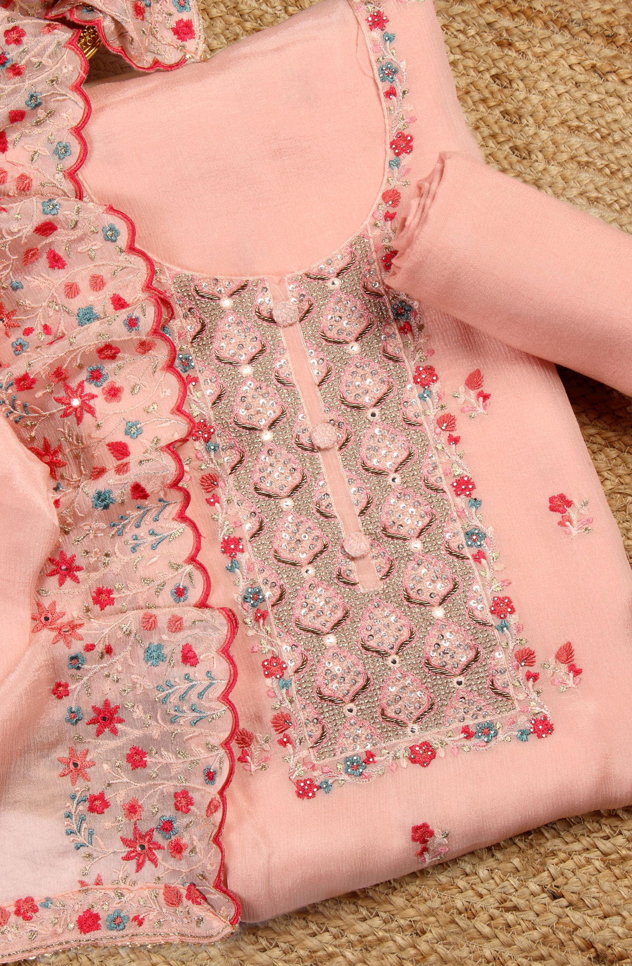 Pink Designer Crepe Salwar Kameez with Chiffon Dupatta - 999-SM0101B