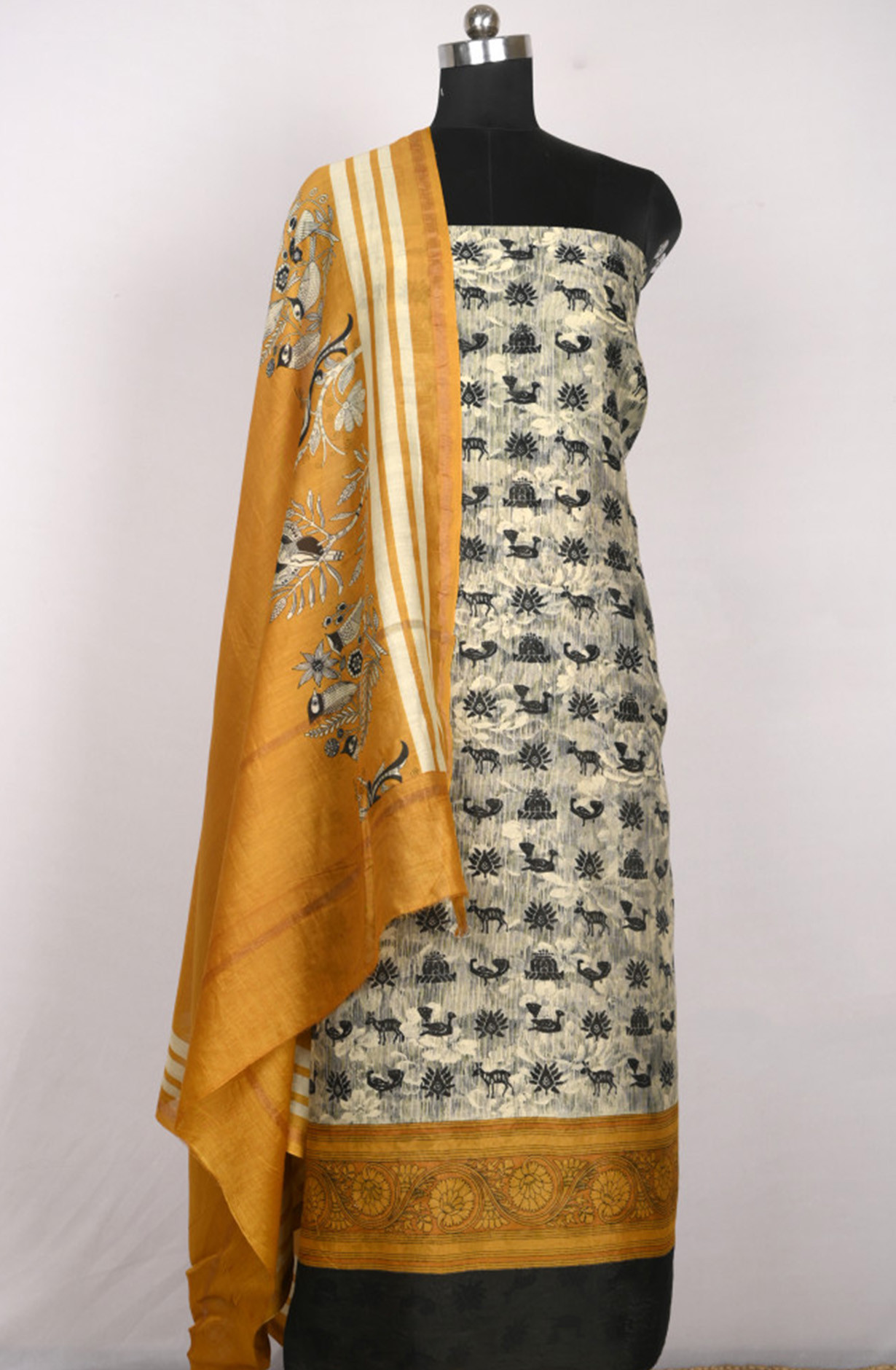Mustard Maheshwari Beautiful Suit Set with Dupatta - 811-S151-445-119-1A
