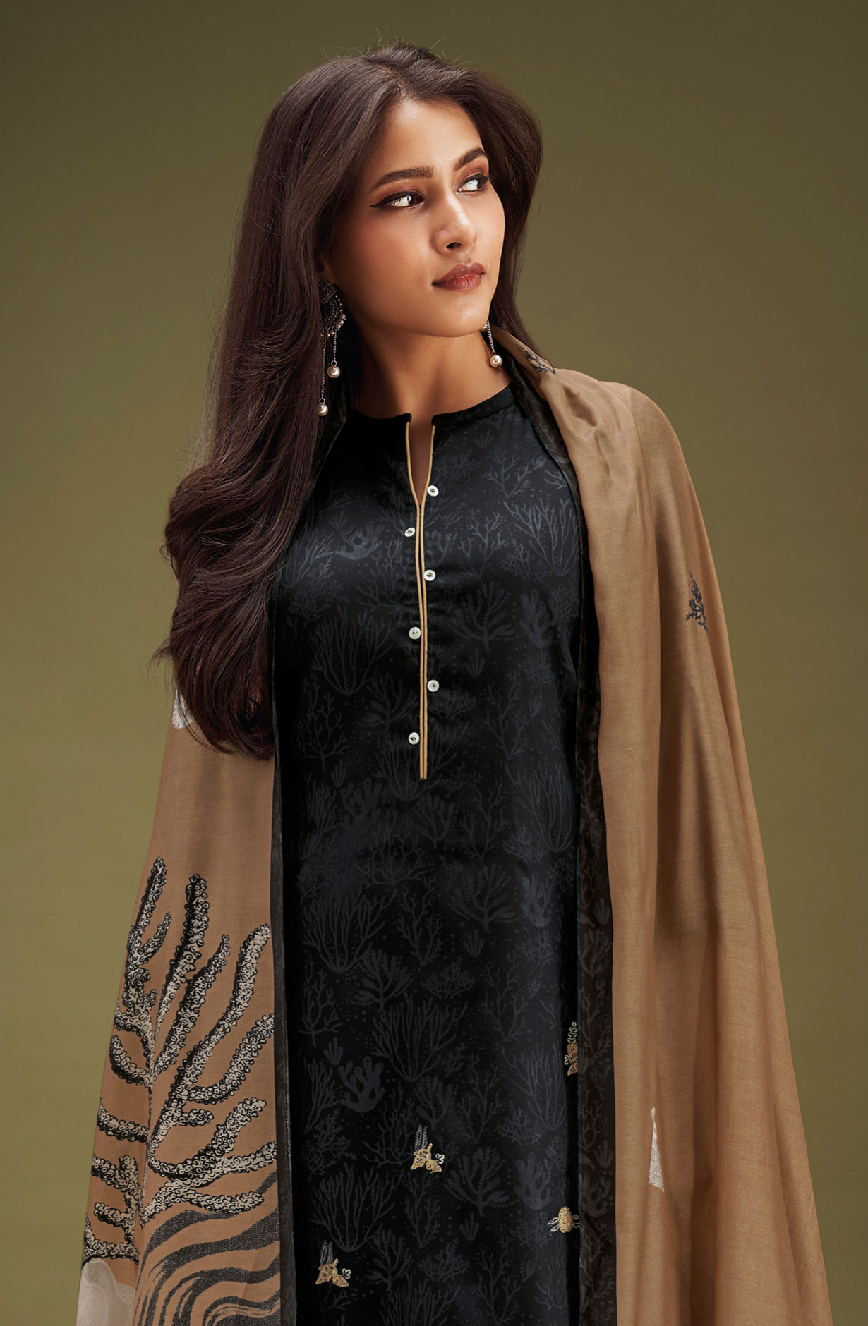 Black Beautiful Cotton Silk Salwar Kameez with Dupatta - AARS1864B