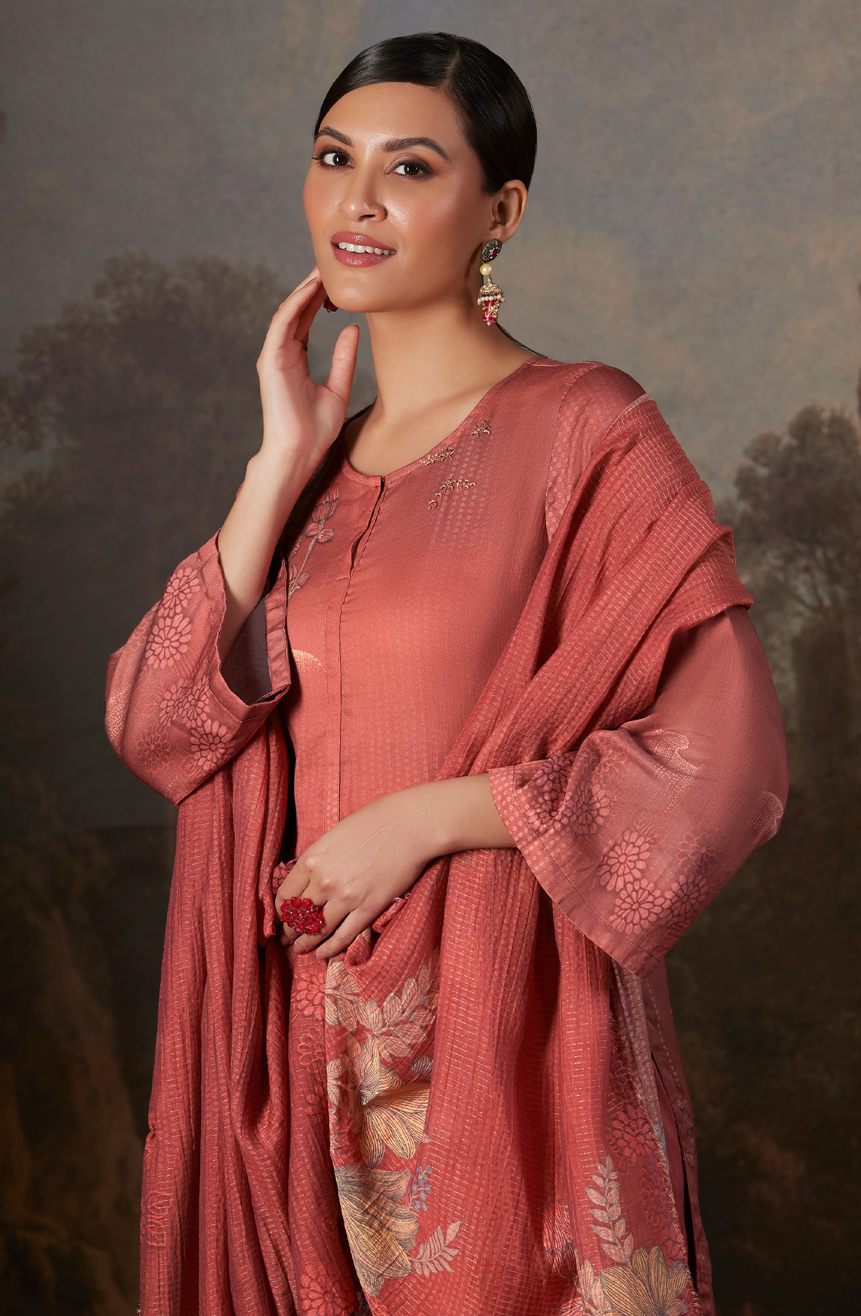Cotton Rust Digital Printed Unstitched Salwar Kameez - AAS920