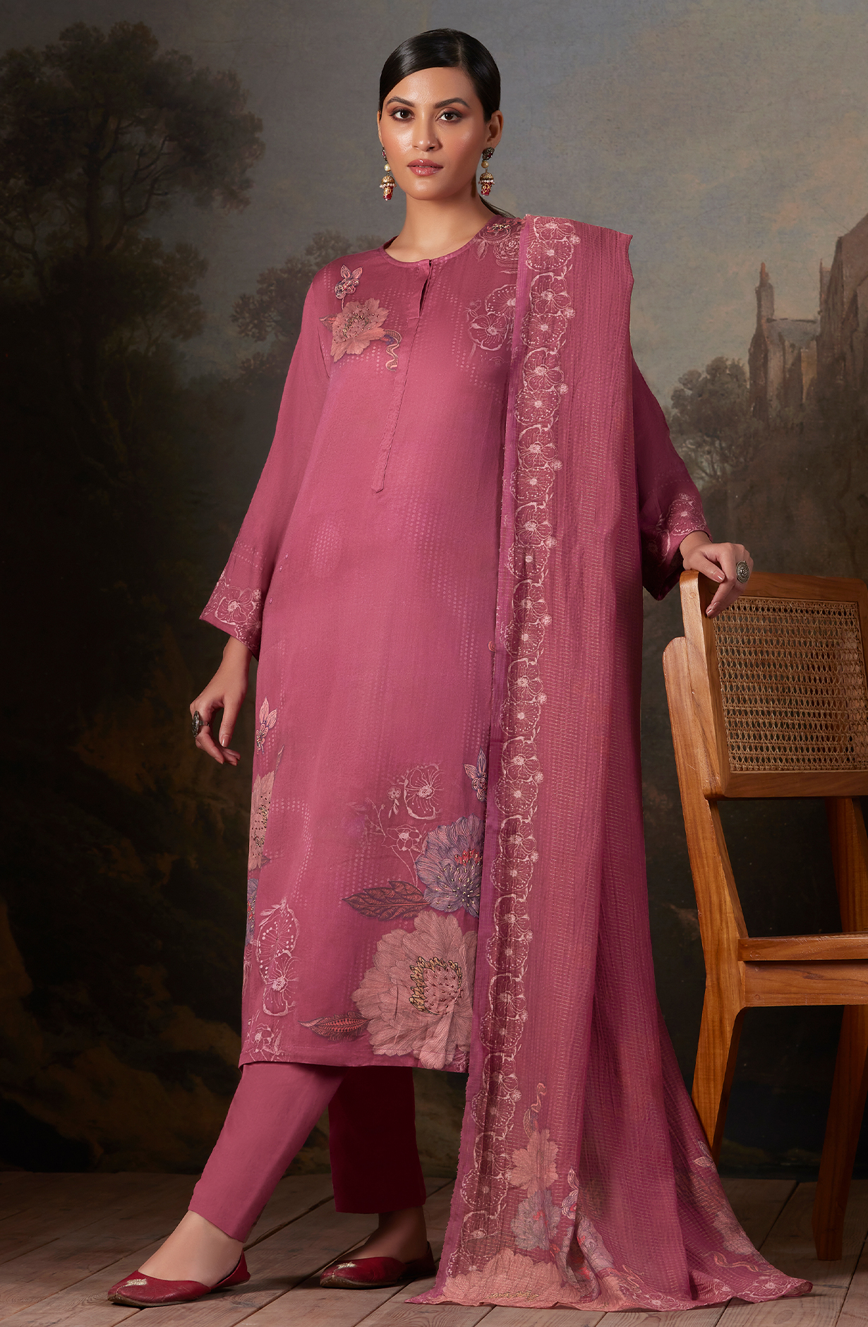 Cotton Magenta Digital Printed Unstitched Salwar Kameez - AAS930