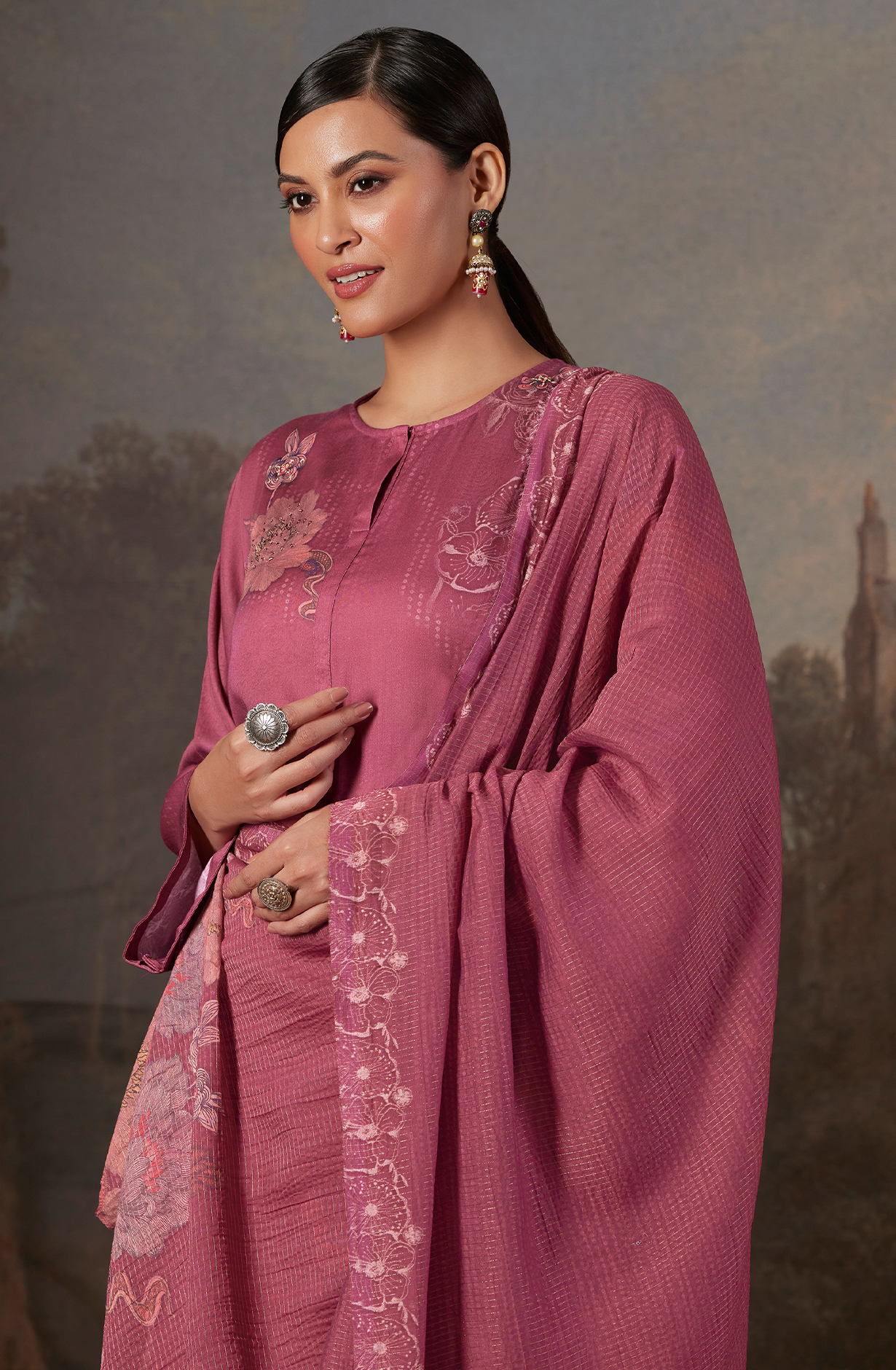 Cotton Magenta Digital Printed Unstitched Salwar Kameez - AAS930