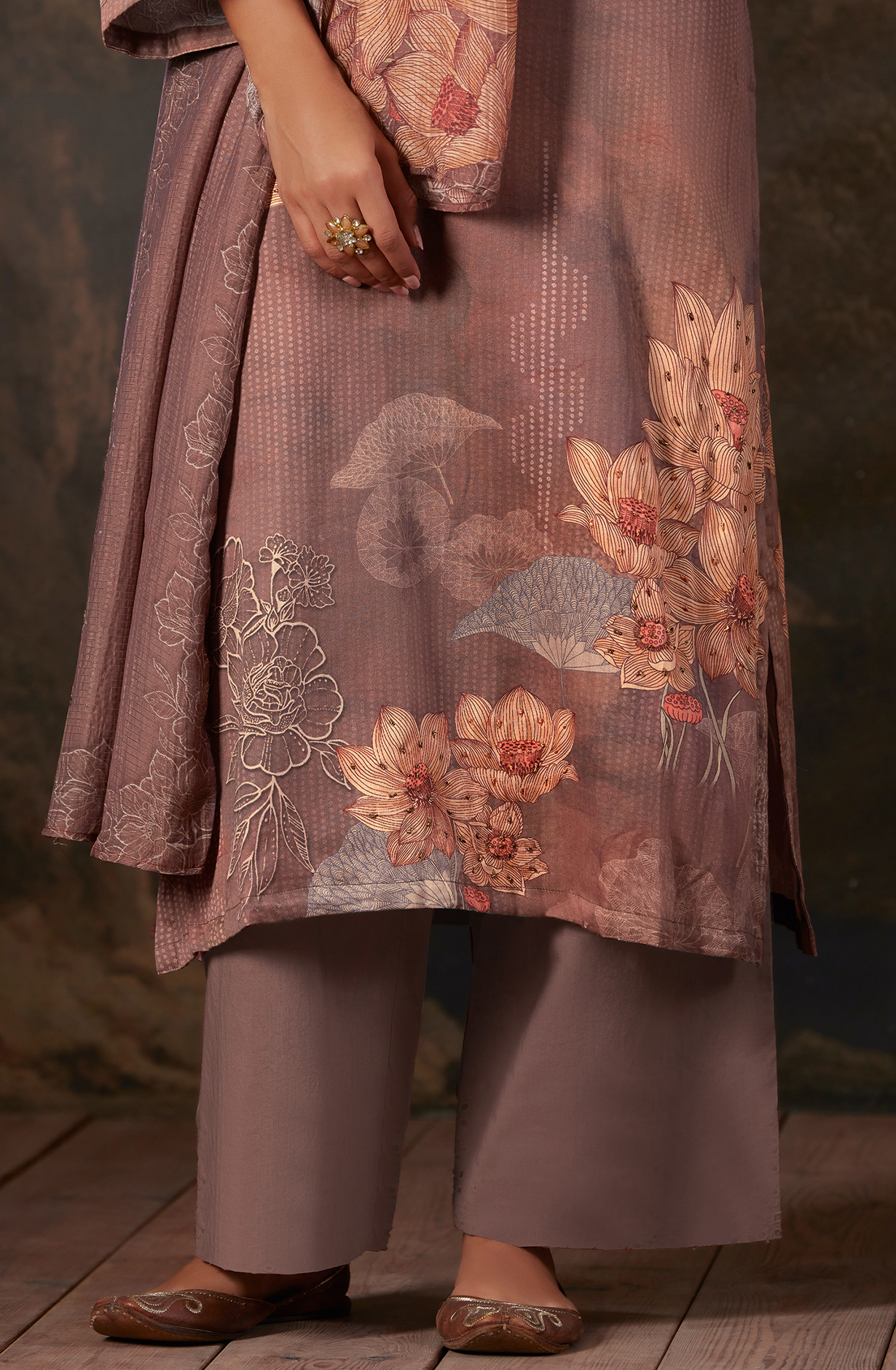 Cotton Brown Digital Printed Unstitched Salwar Kameez - AAS940