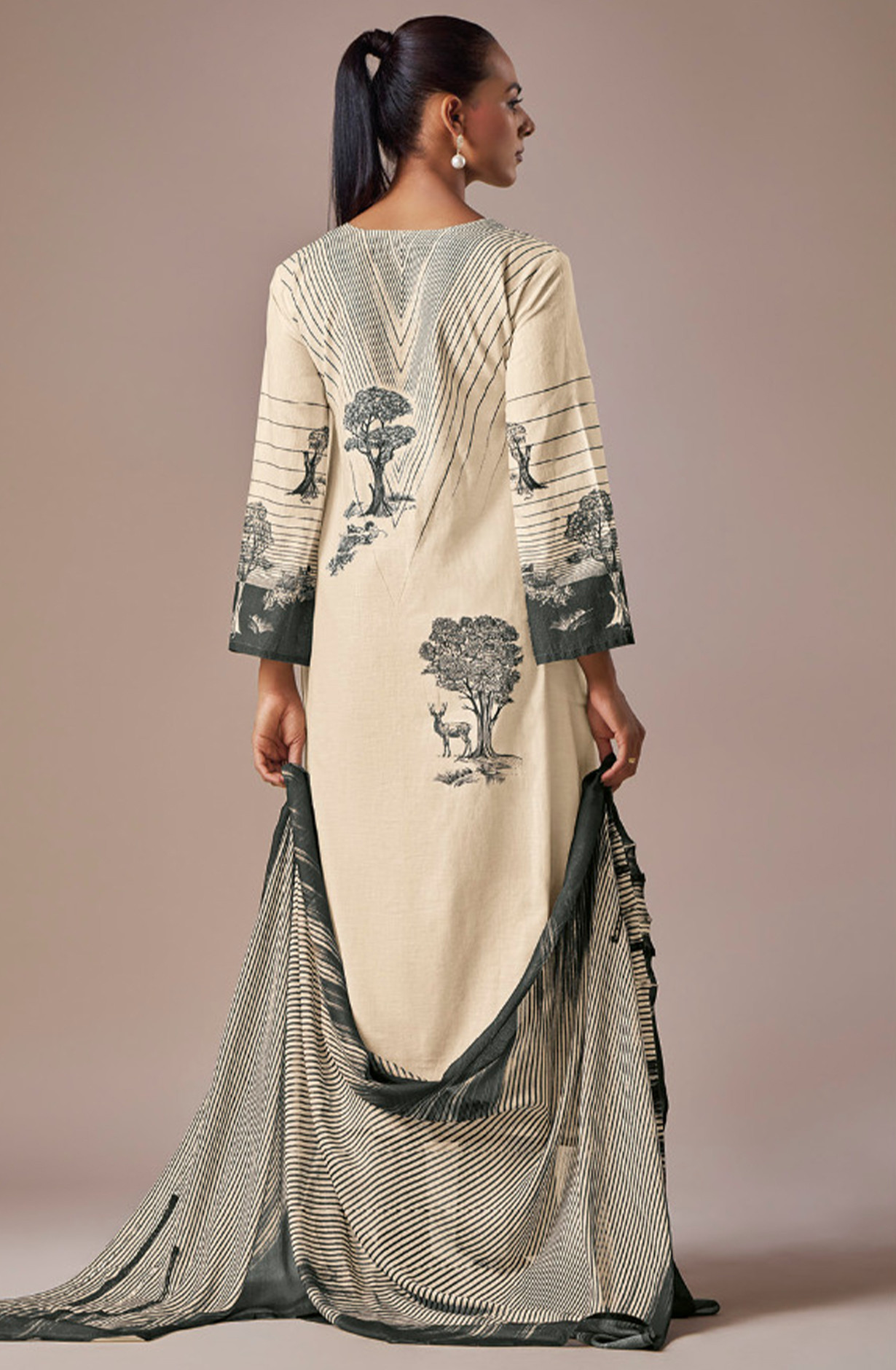 Printed Cotton Suit Set with Dupatta - ACE5191A
