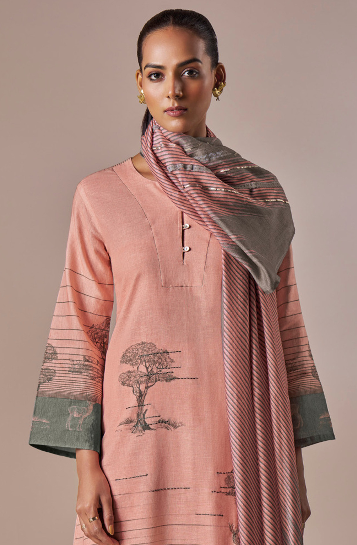 Printed Cotton Suit Set with Dupatta - ACE5191C