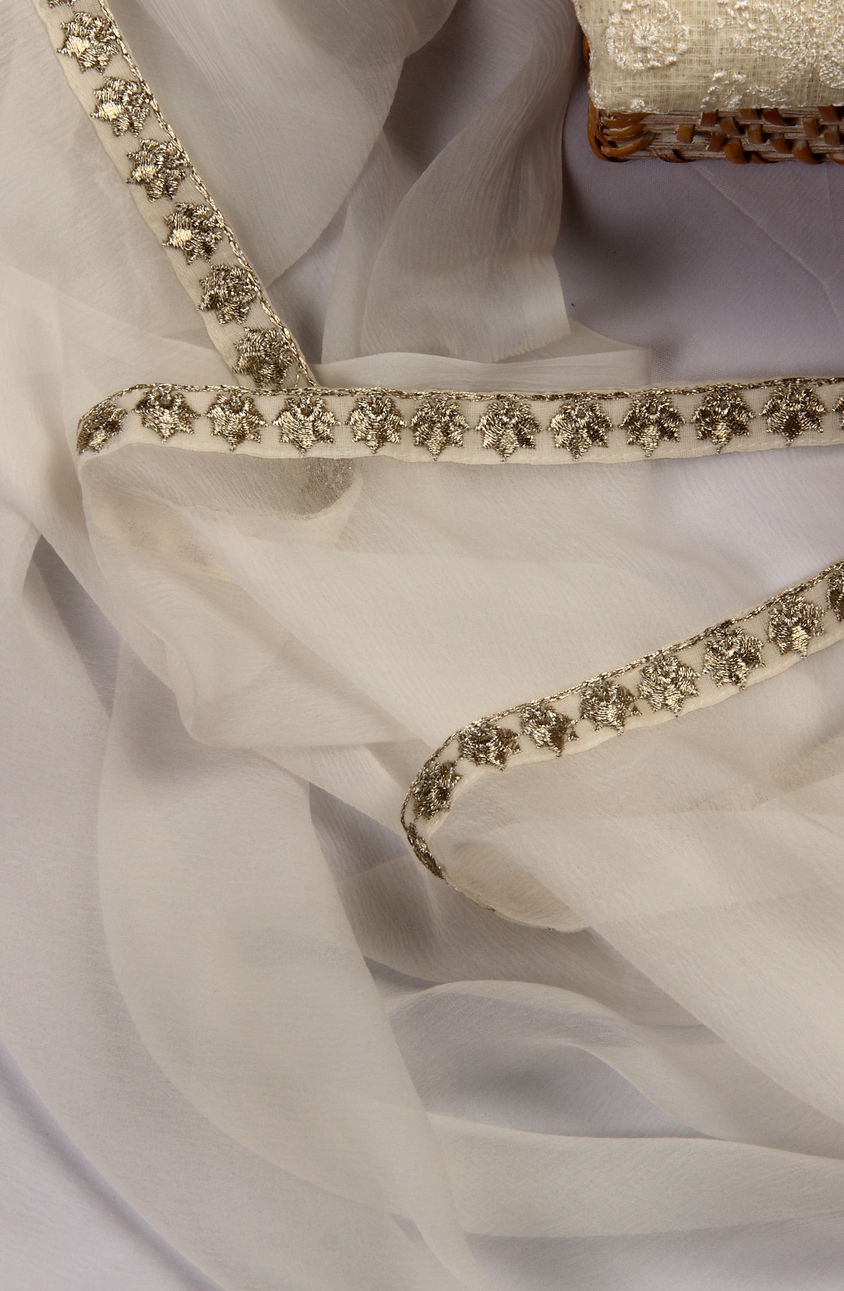 Exclusive Cream Kota Chikankari Embroidered Suit with Chiffon Dupatta - ADH1201A