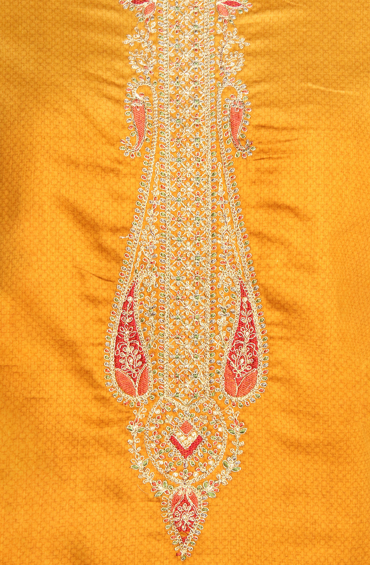 Mustard Printed Unstitched Cotton Salwar Kameez - AFS14003