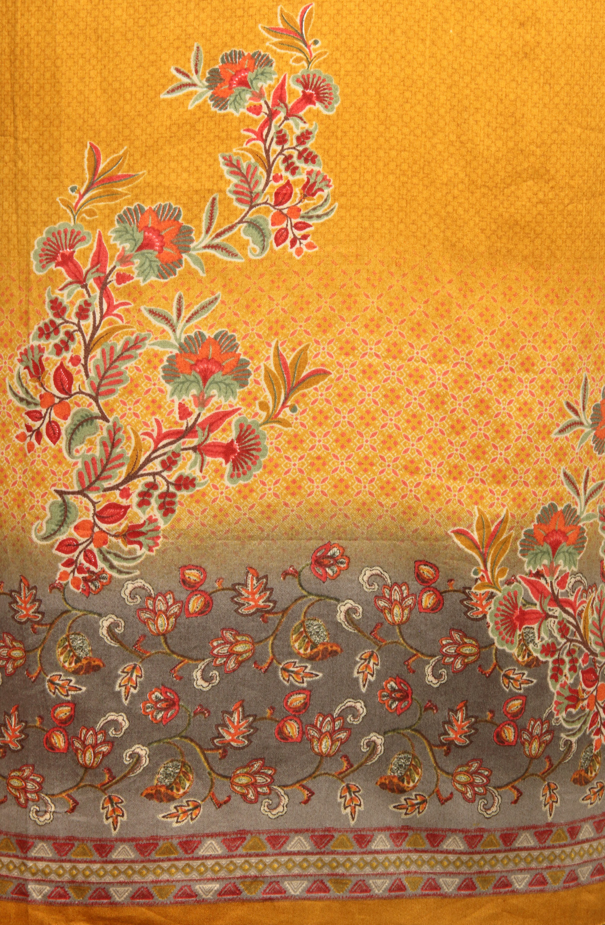 Mustard Printed Unstitched Cotton Salwar Kameez - AFS14003