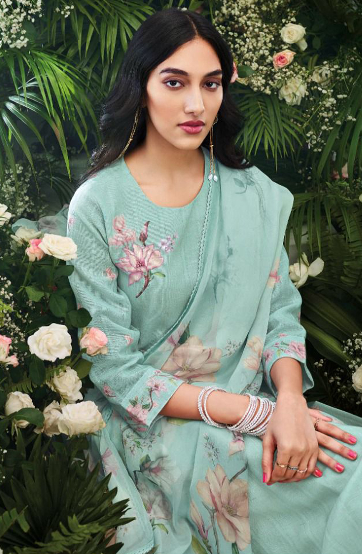 Cotton Linen Suit set with Dupatta - AHRC2016