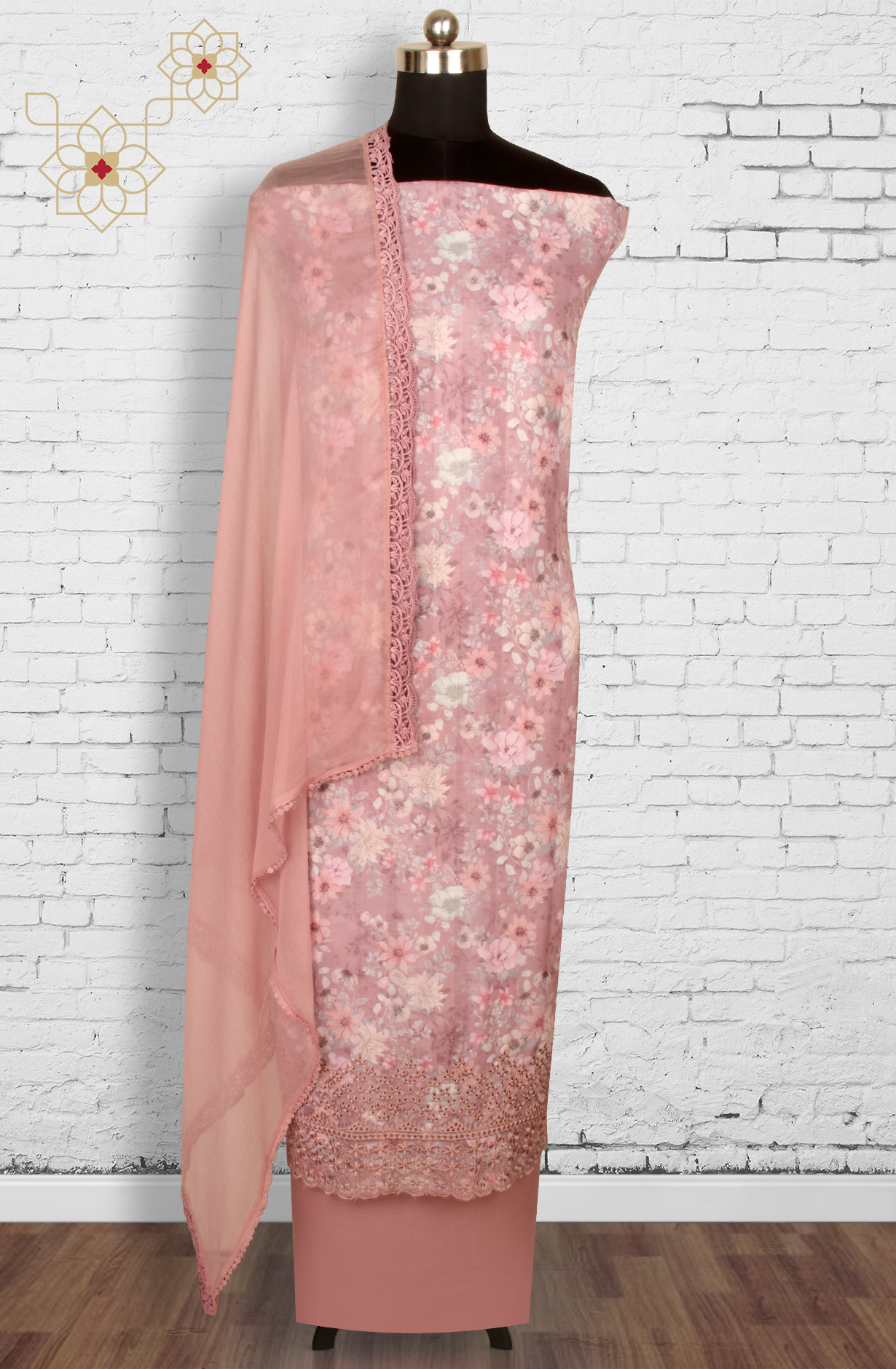 Mauve Exclusive Cotton Suit-sets with Chiffon Dupatta - AIS1401