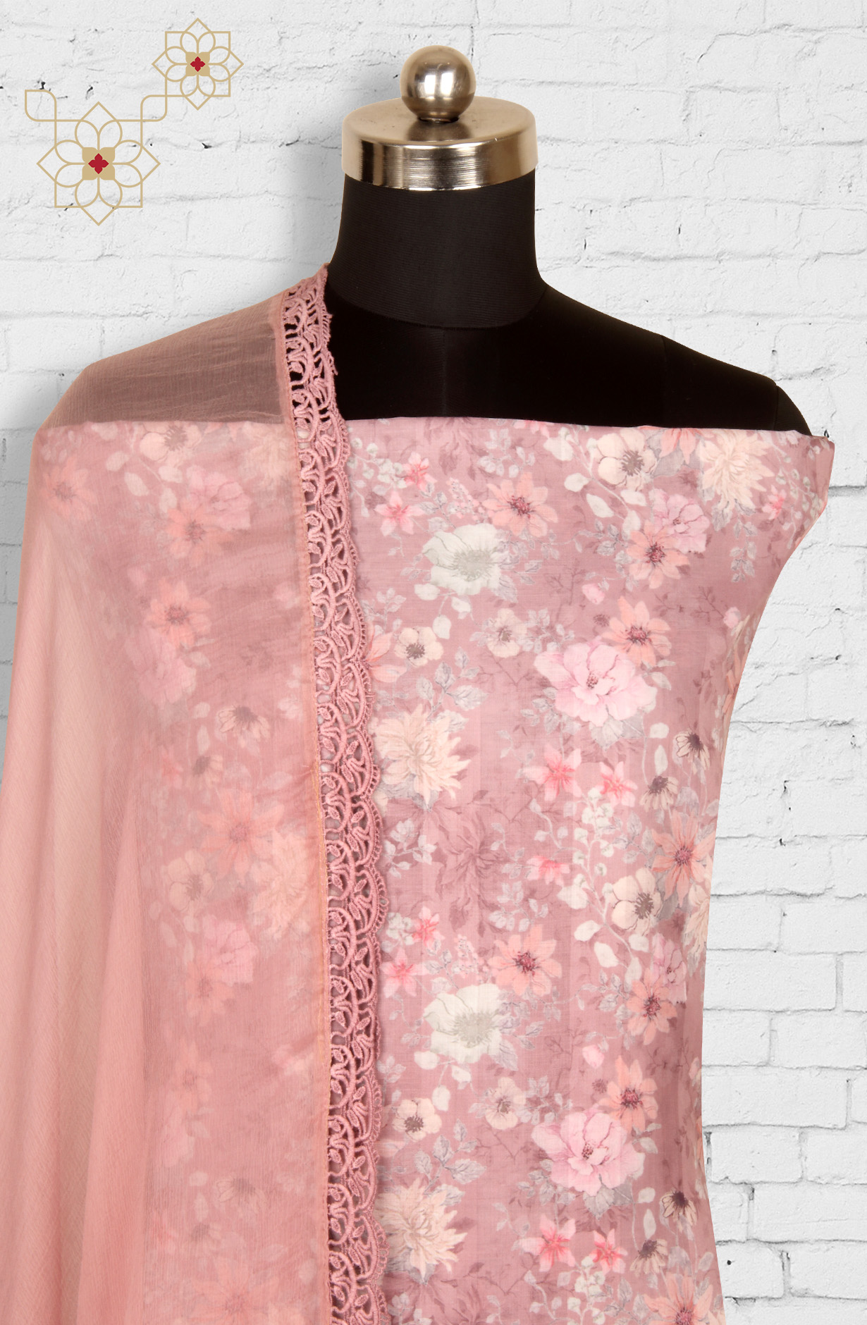 Mauve Exclusive Cotton Suit-sets with Chiffon Dupatta - AIS1401