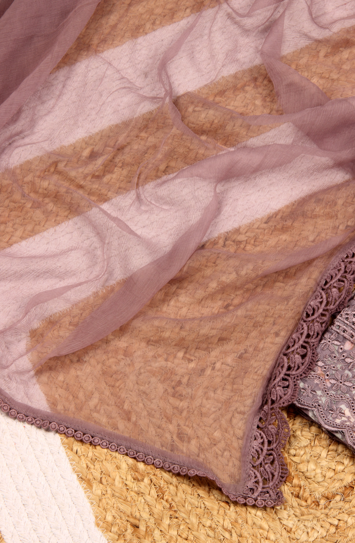 Purple Exclusive Cotton Suit-sets with Chiffon Dupatta - AIS1401B