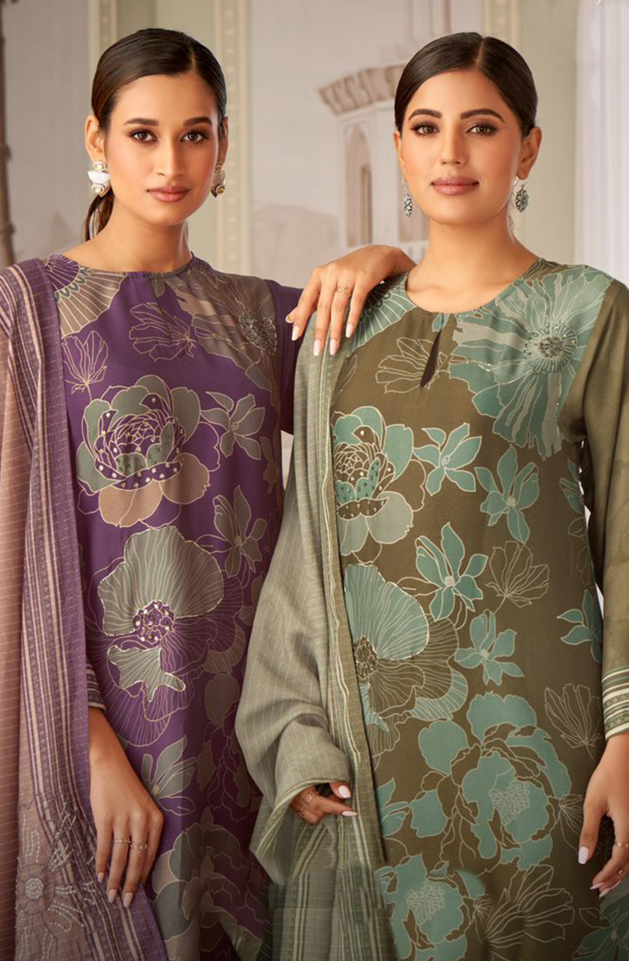 Mehndi Green Beautiful Suit with Organza Dupatta - AIS1575