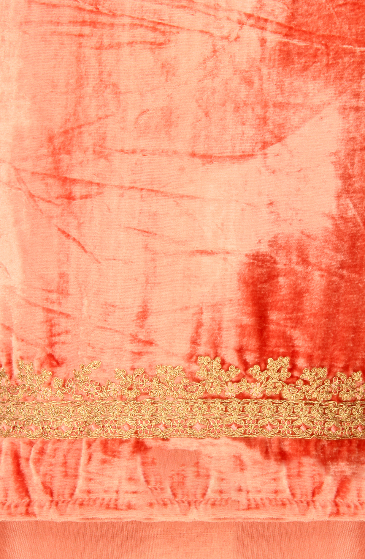 Designer Peach Pure Velvet Unstitched Salwar Kameez - ALI1201