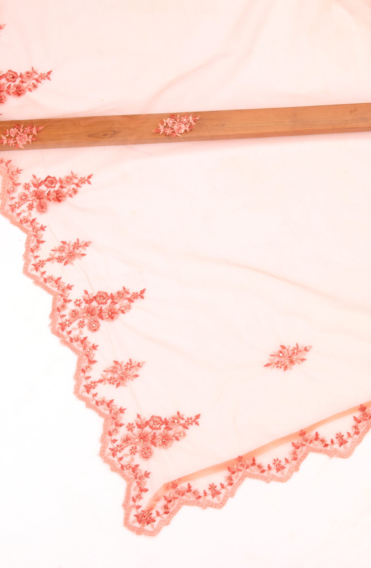 Designer Peach Pure Velvet Unstitched Salwar Kameez - ALI1201