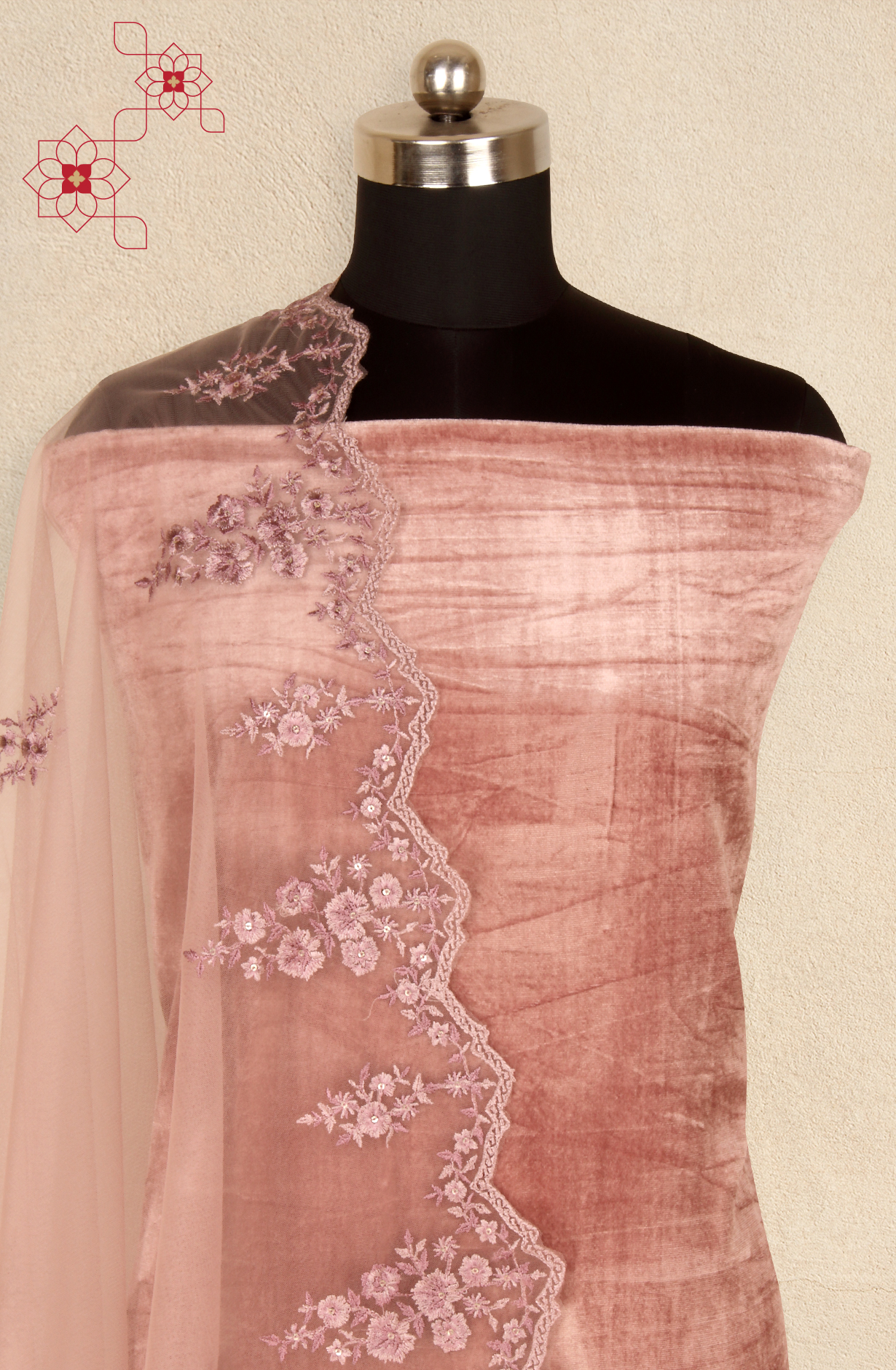 Designer Pure Velvet Levander Unstitched Salwar Kameez - ALI1204