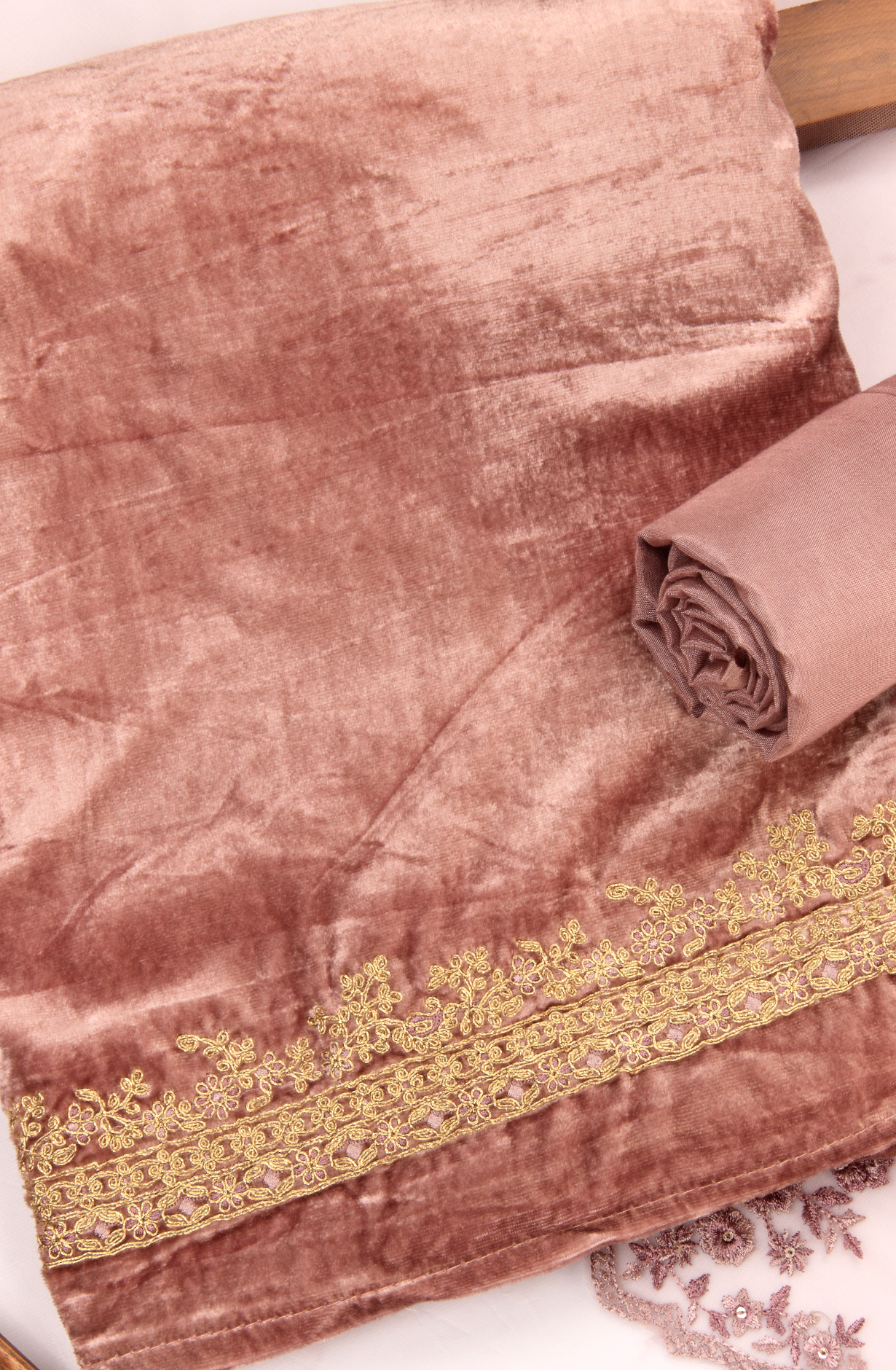 Designer Pure Velvet Levander Unstitched Salwar Kameez - ALI1204