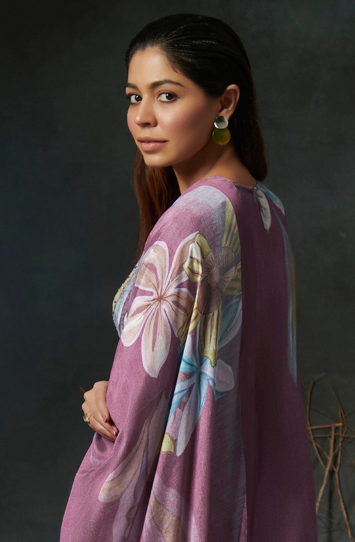 Purple Beautiful Satin Silk Salwar Suit with Chiffon Dupatta - ALI745