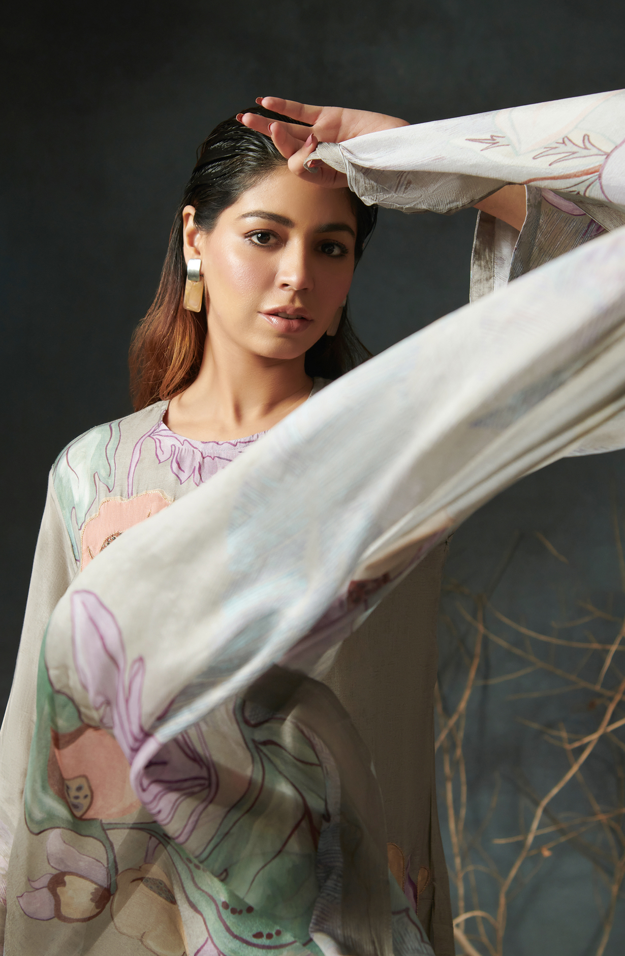 Olive Green Beautiful Satin Silk Salwar Suit with Chiffon Dupatta - ALI768