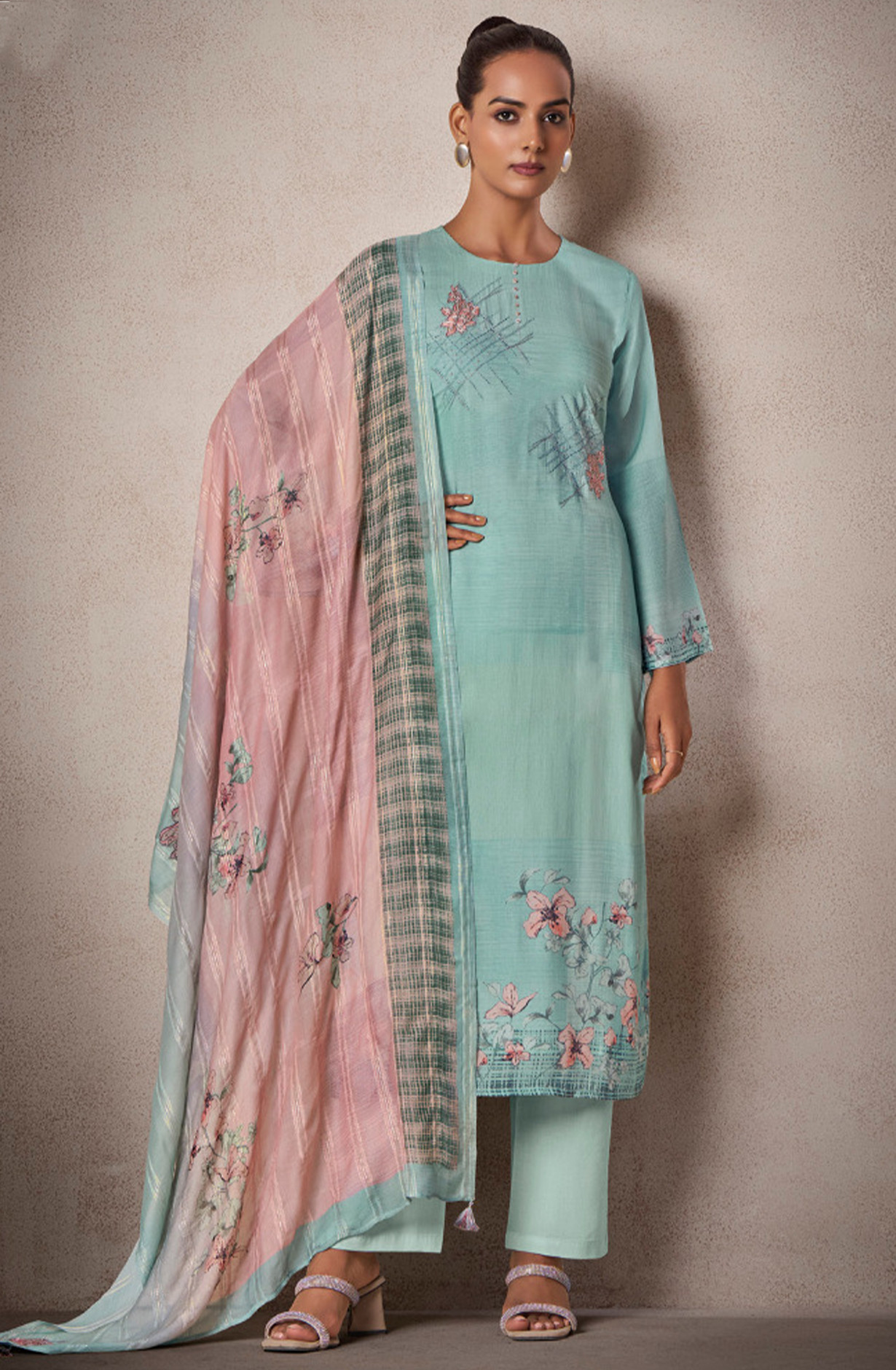 Printed Cotton Suit Set with Dupatta - AMA5121C