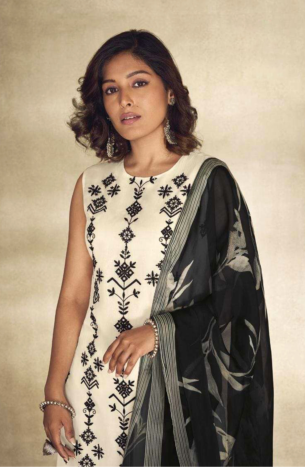 Black Organza Beautiful Embroidered Salwar Suit with Dupatta - ANG2141B