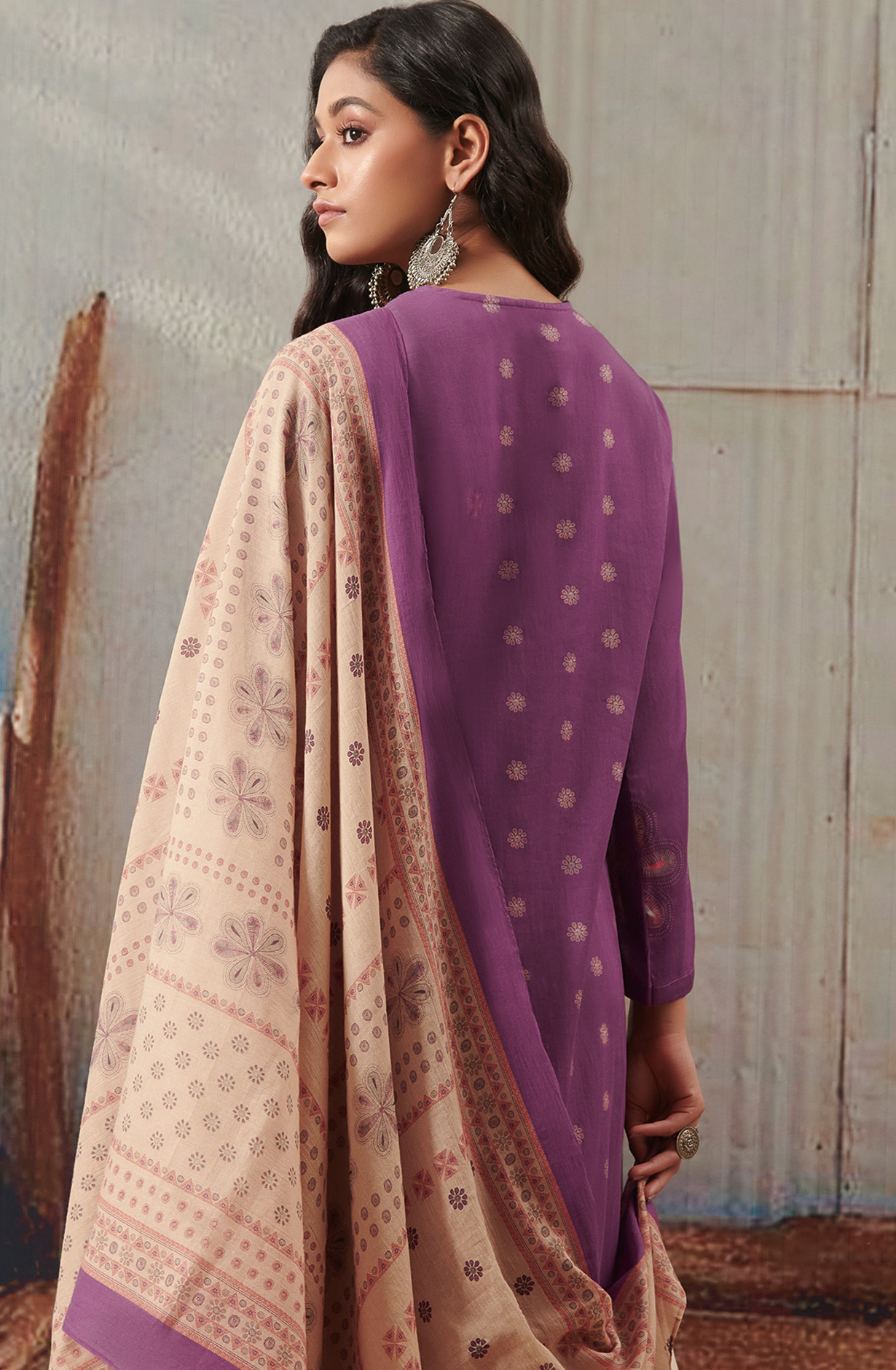 Purple Cotton Unstitched Digital Printed Salwar Suit - ANI823