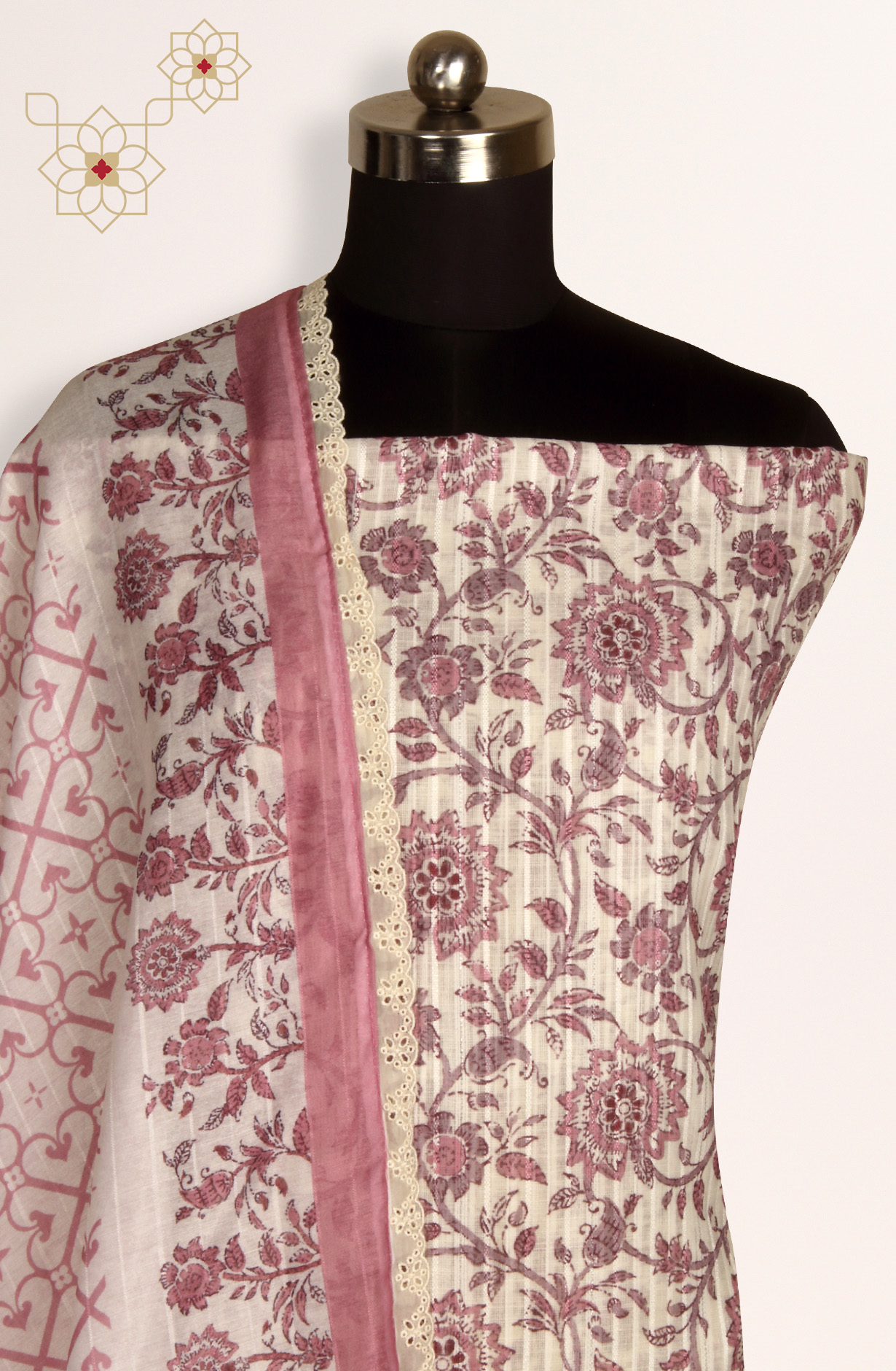 Off-white Linen Exclusive Digital Print Suit-sets with Dupatta - ANK1927B