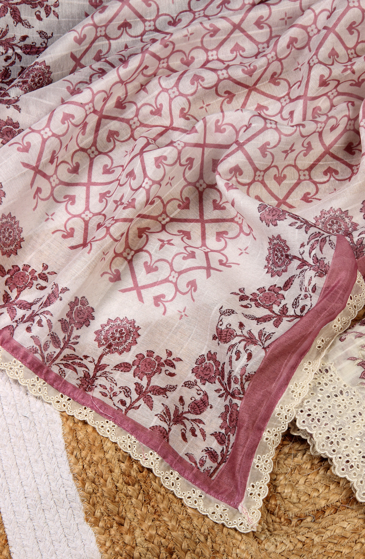 Off-white Linen Exclusive Digital Print Suit-sets with Dupatta - ANK1927B
