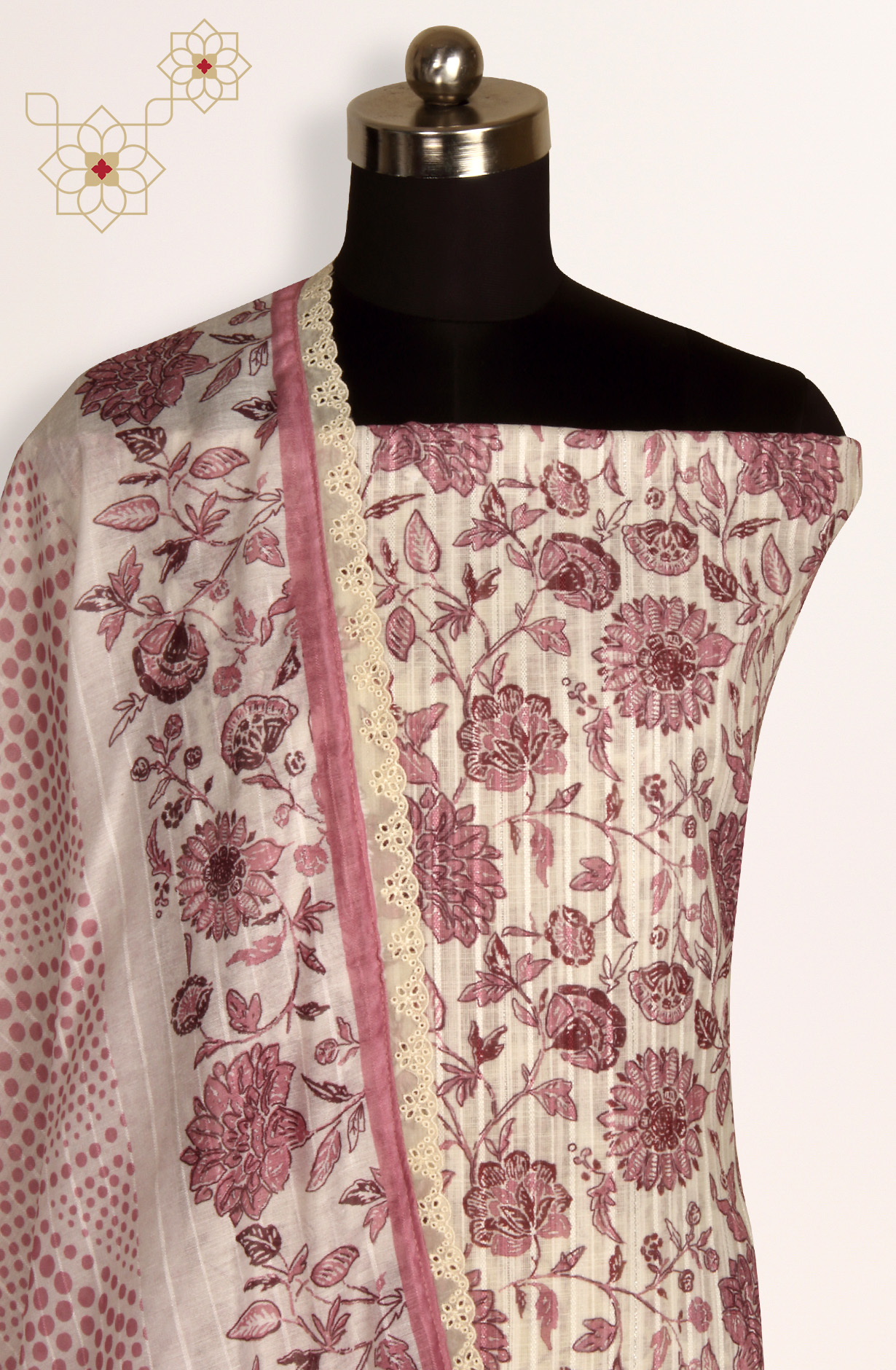 Off-white Linen Exclusive Digital Print Suit-sets with Dupatta - ANK1927C