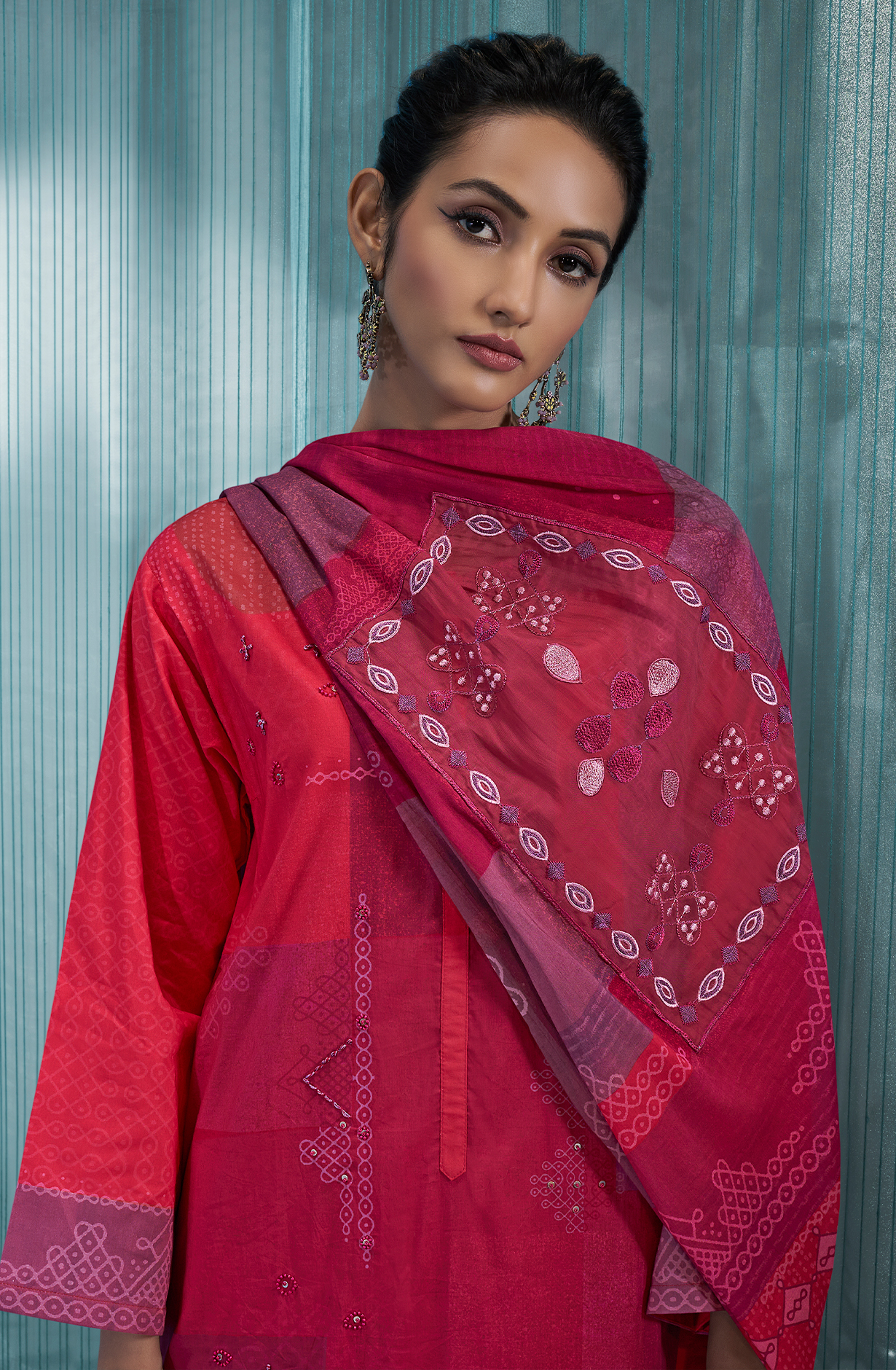Pink Pure Cotton Digital Printed Unstitched Lace Work Suit with Trendy Dupatta - ANO468