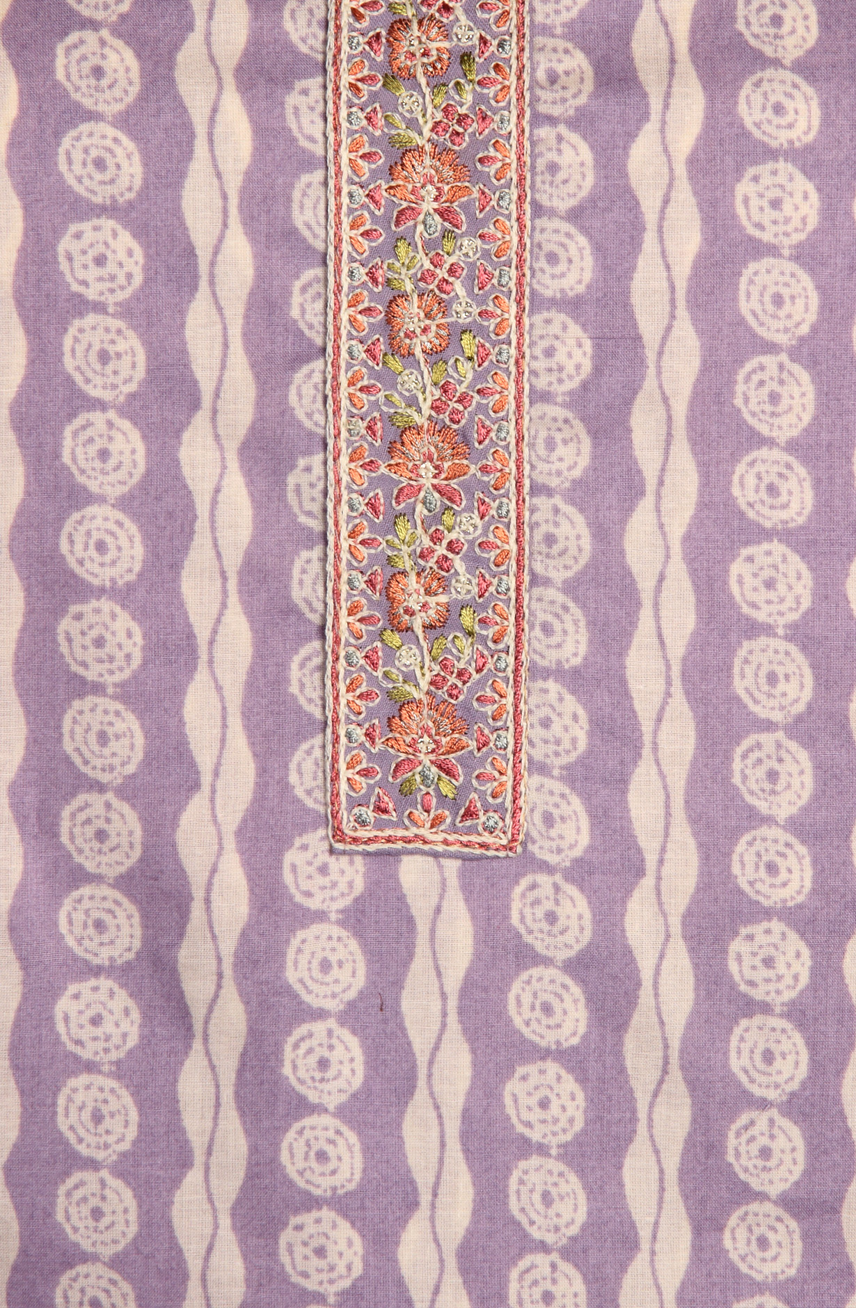 Lavender Cotton Printed Unstitched Dress Material - ANU29001