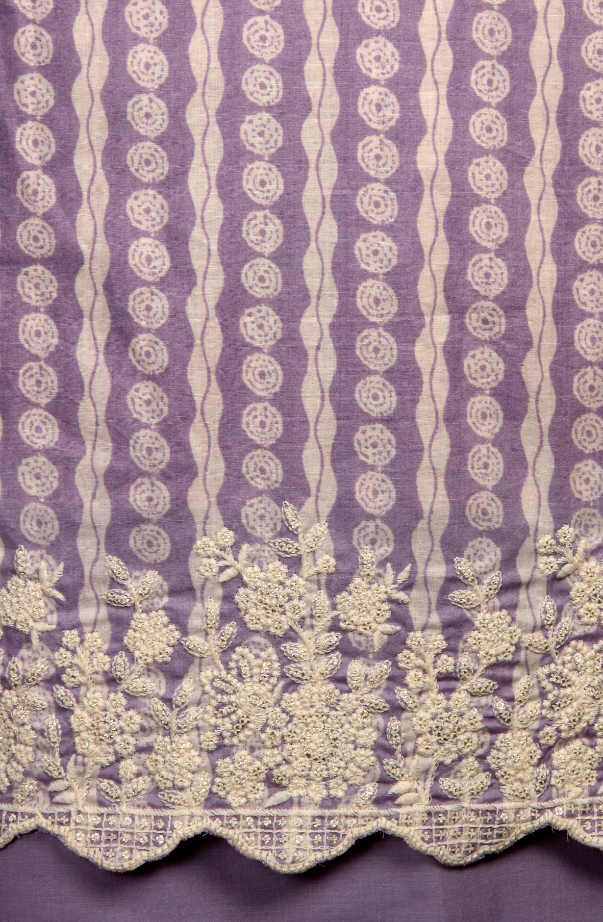 Lavender Cotton Printed Unstitched Dress Material - ANU29001