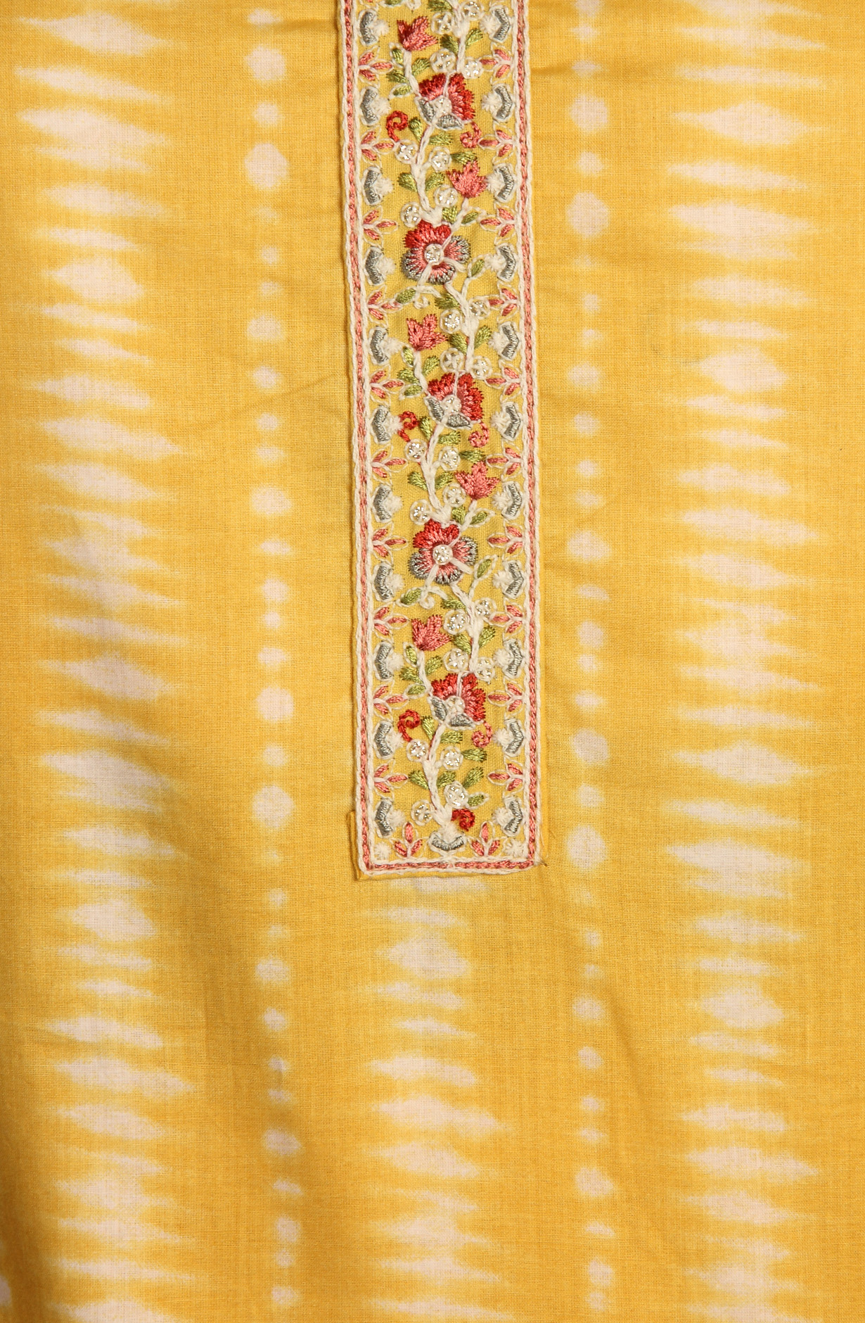 Yellow Cotton Printed Unstitched Dress Material - ANU29002