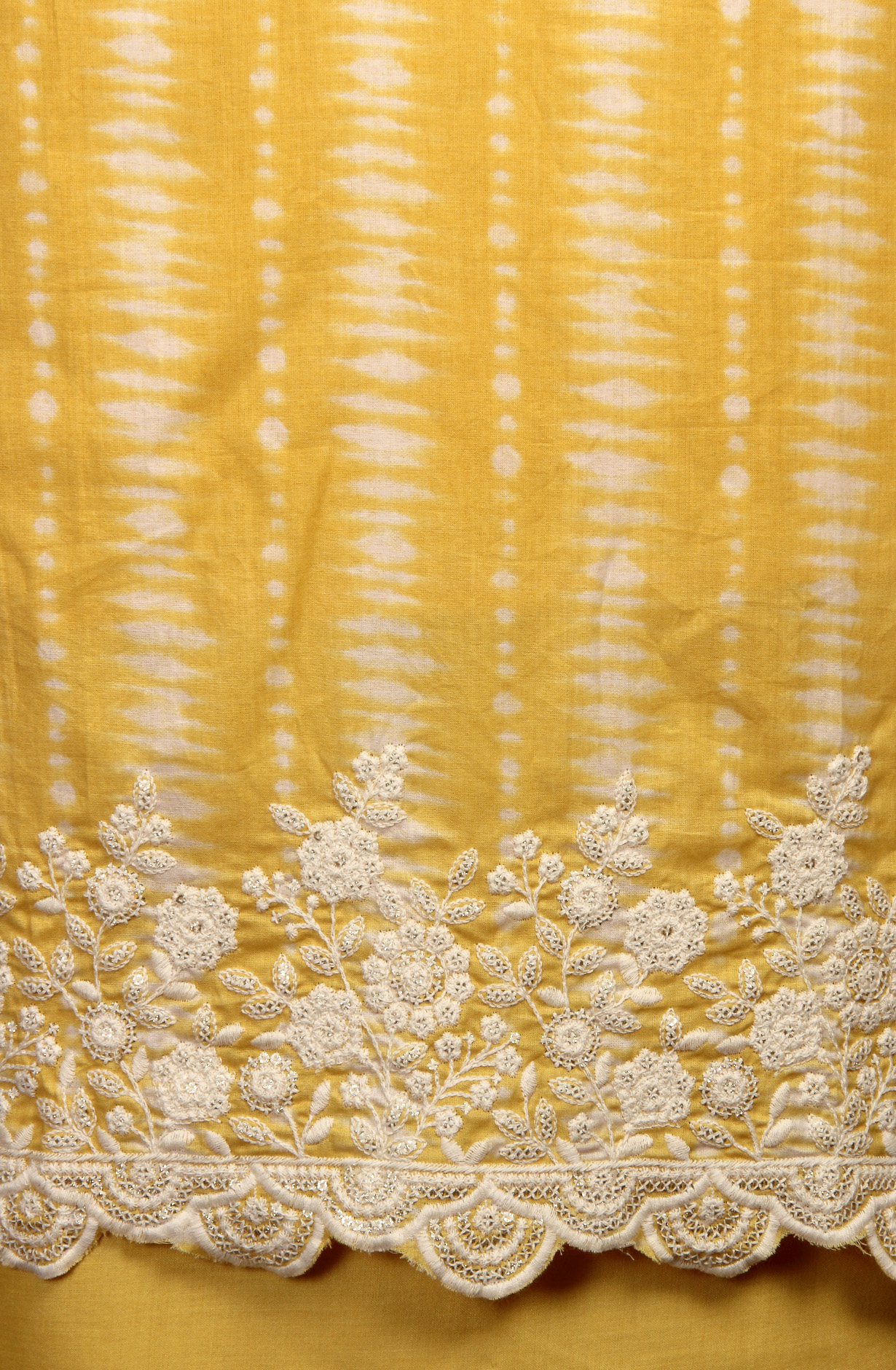 Yellow Cotton Printed Unstitched Dress Material - ANU29002