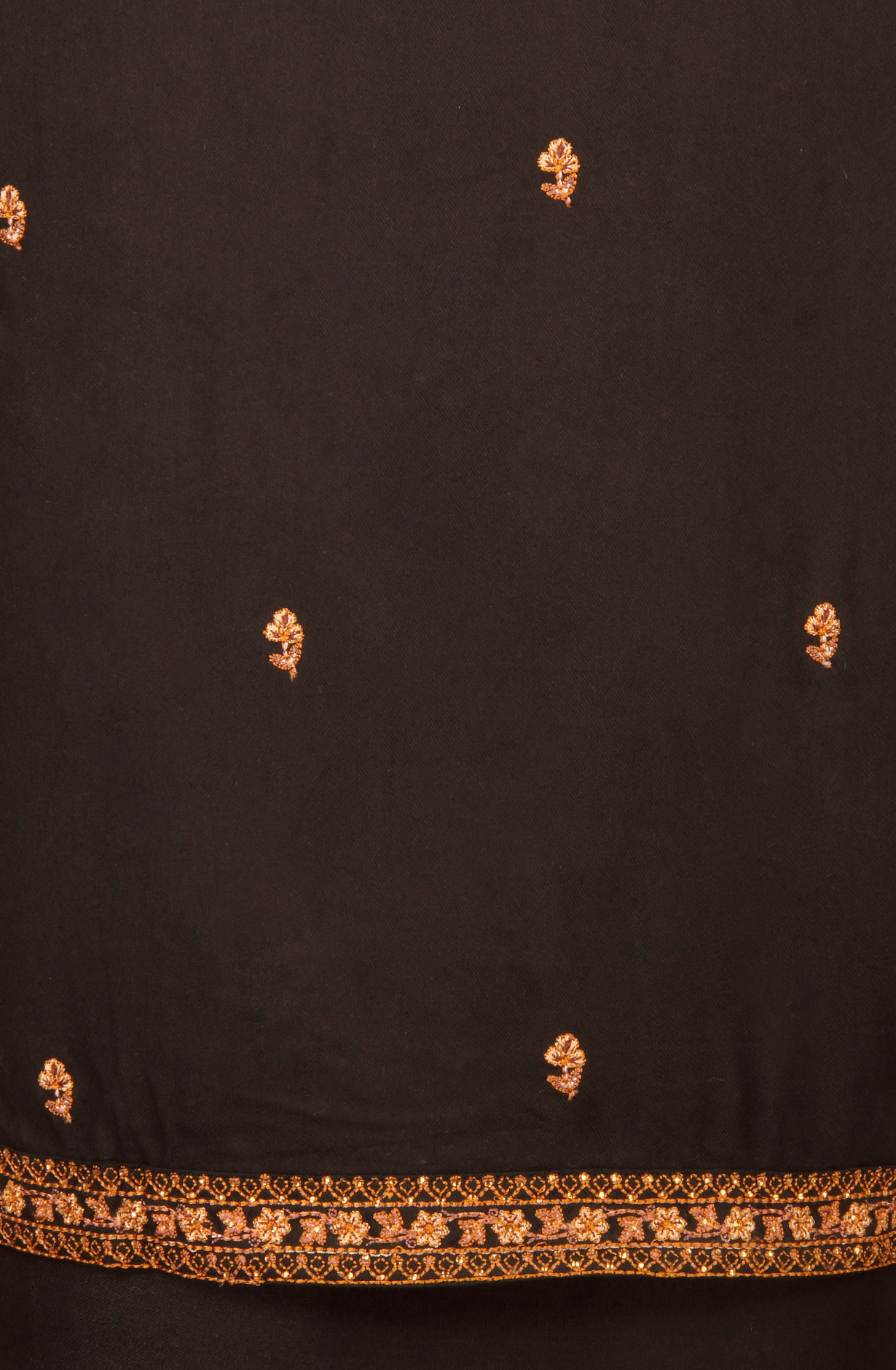 Pure Pashmina Black Unstitched Salwar Kameez with Stole Dupatta - ARA8738D