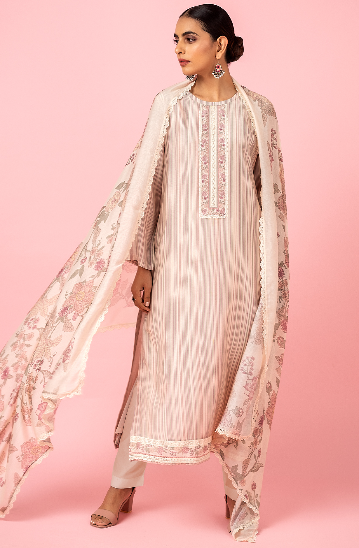 Fawn and Multi Beautiful Muslin Digital Printed Salwar Kameez - ARB2181C