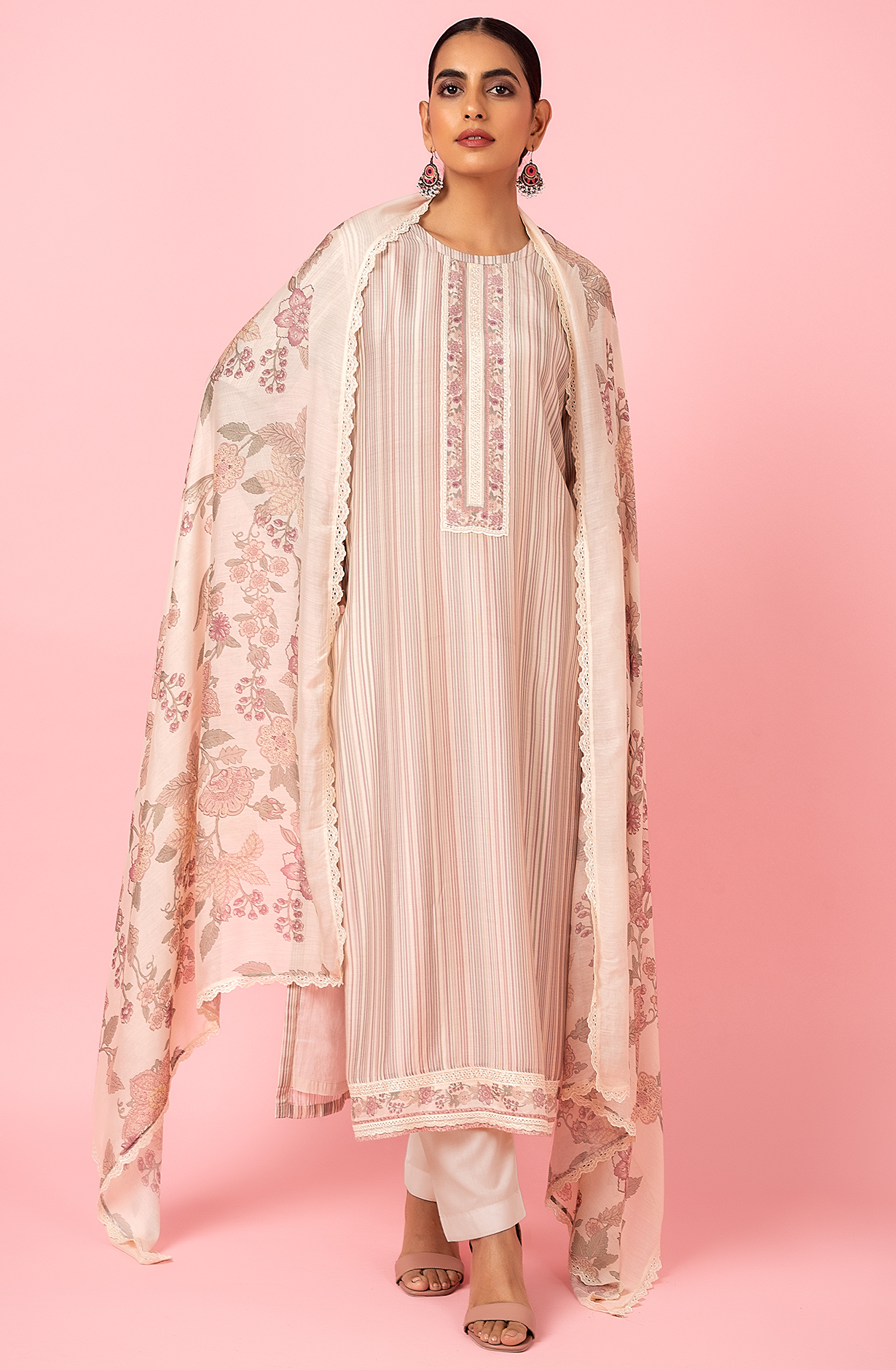 Fawn and Multi Beautiful Muslin Digital Printed Salwar Kameez - ARB2181C