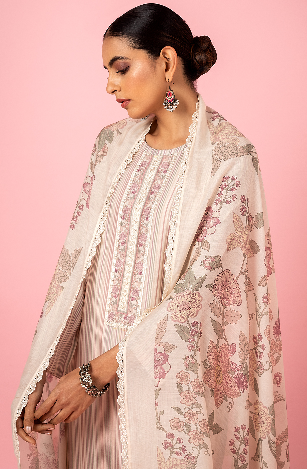 Fawn and Multi Beautiful Muslin Digital Printed Salwar Kameez - ARB2181C