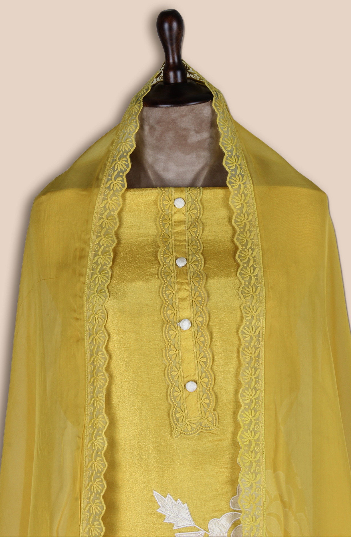 Mustard Yellow Tissue Silk Unstitched Salwar Kameez - ARTS1111