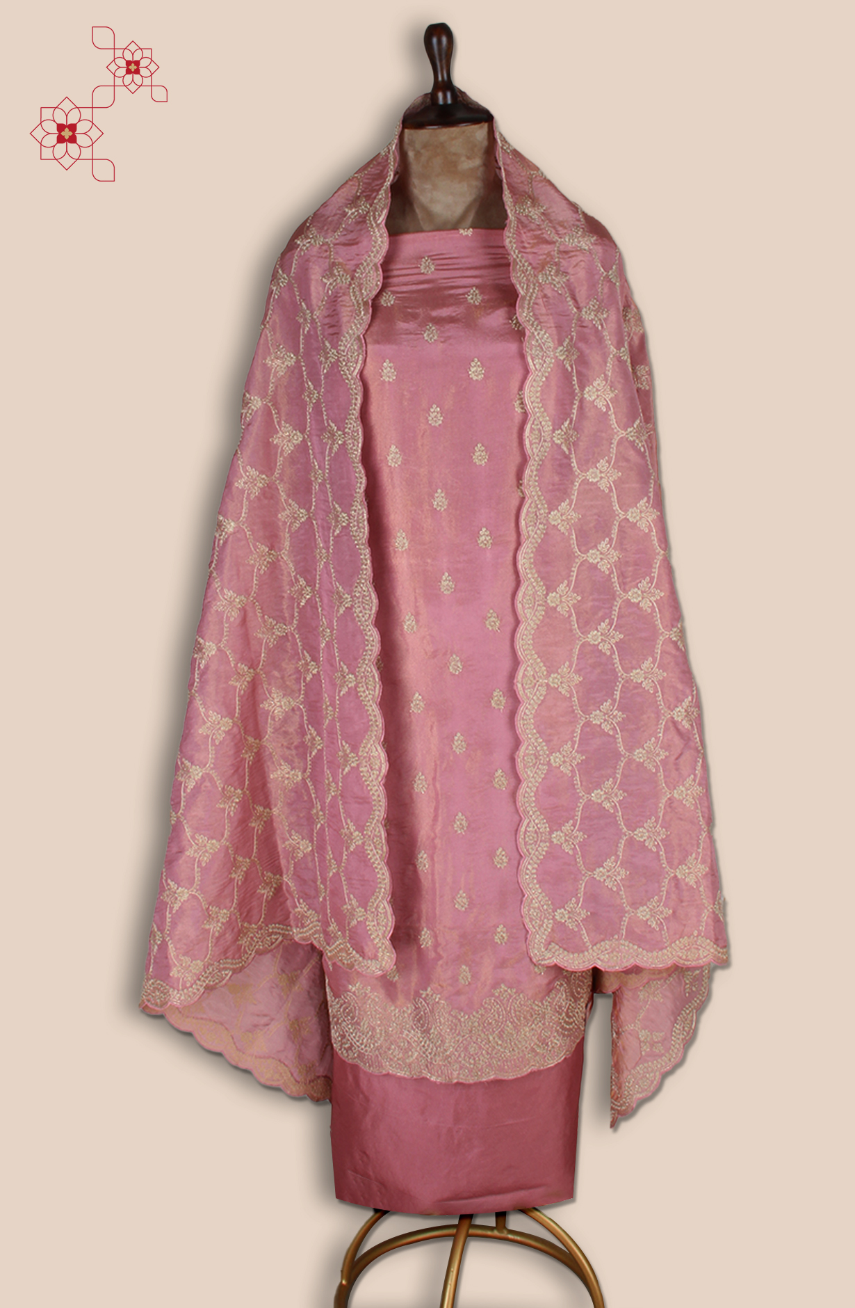 Pink Tissue Silk Unstitched Salwar Kameez - ARTS1137