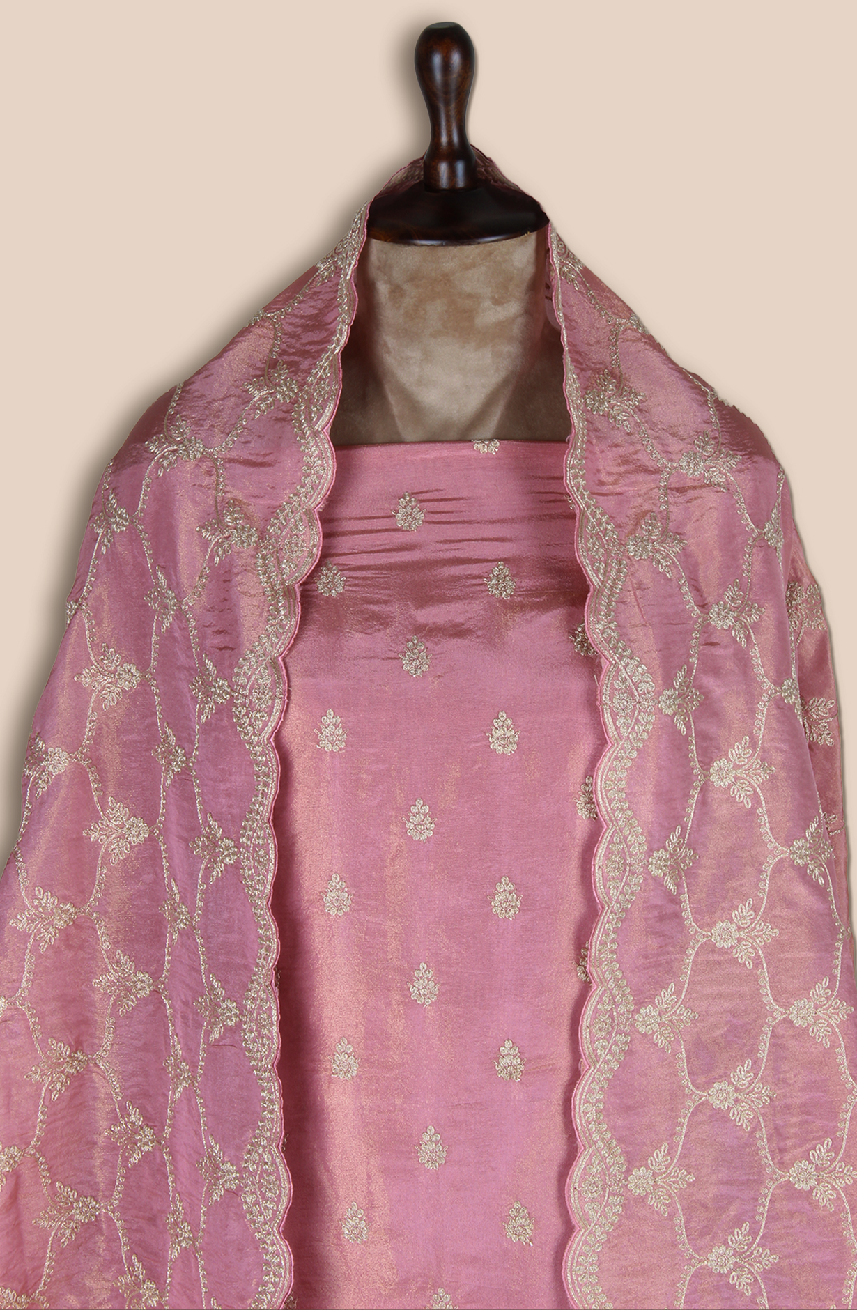 Pink Tissue Silk Unstitched Salwar Kameez - ARTS1137