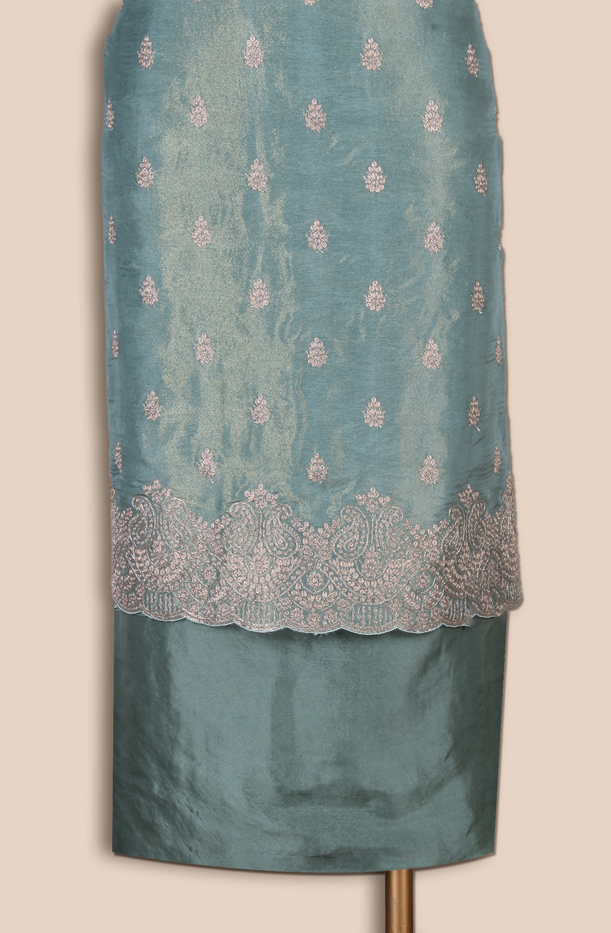 Sea Green Tissue Silk Unstitched Salwar Kameez - ARTS1137C