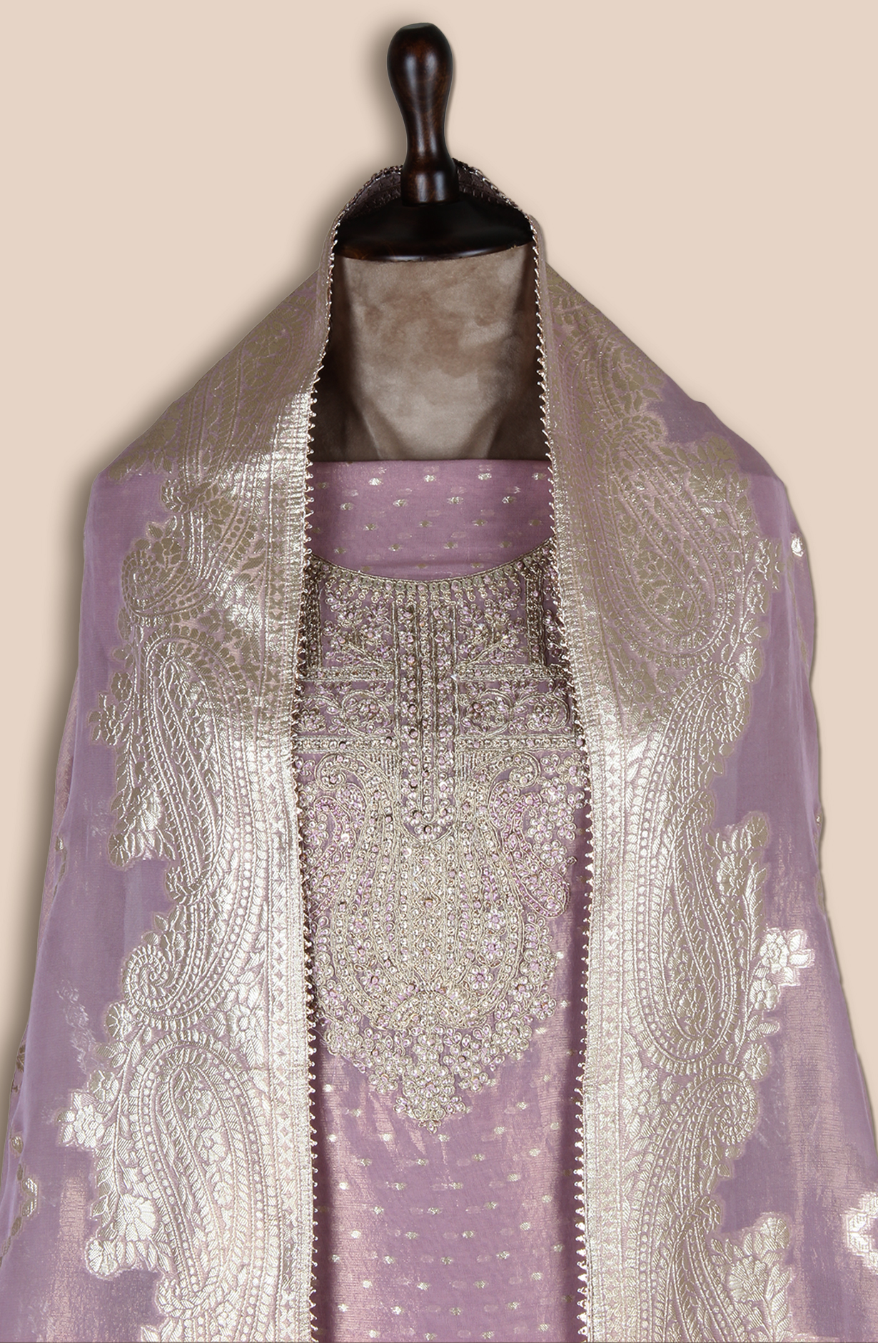 Mauve Tissue Silk Unstitched Salwar Kameez - ARTS545B