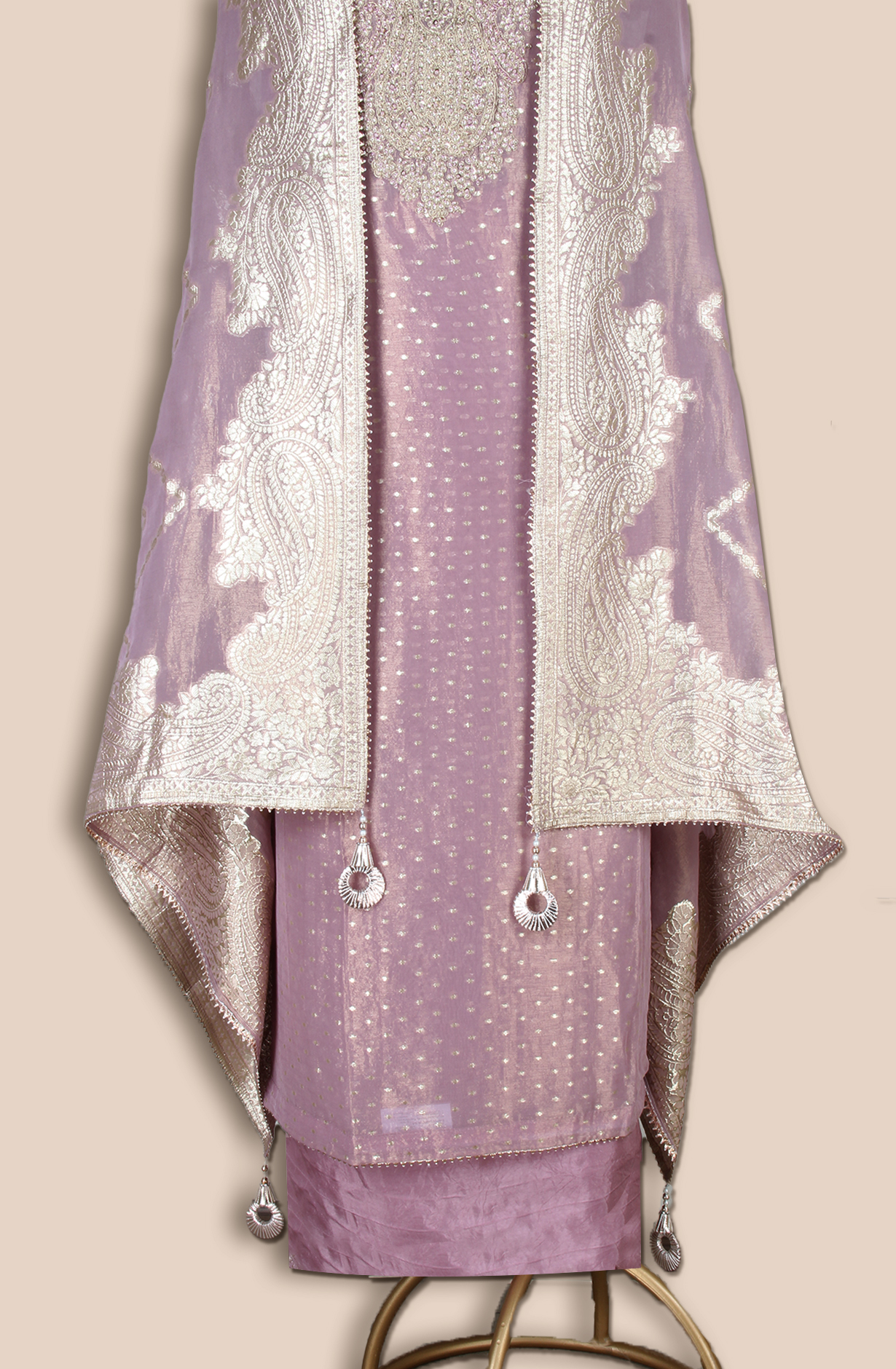 Mauve Tissue Silk Unstitched Salwar Kameez - ARTS545B