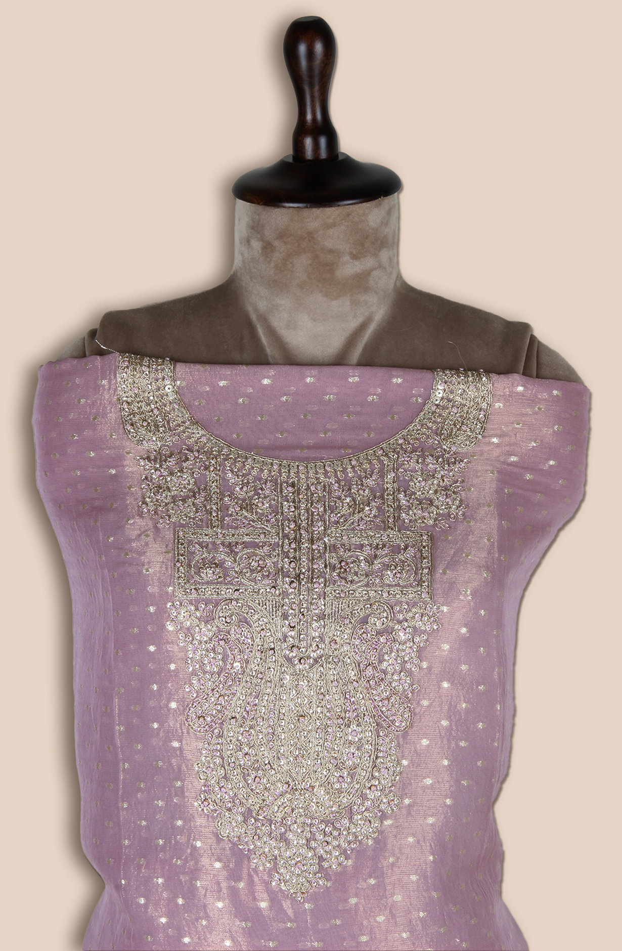 Mauve Tissue Silk Unstitched Salwar Kameez - ARTS545B